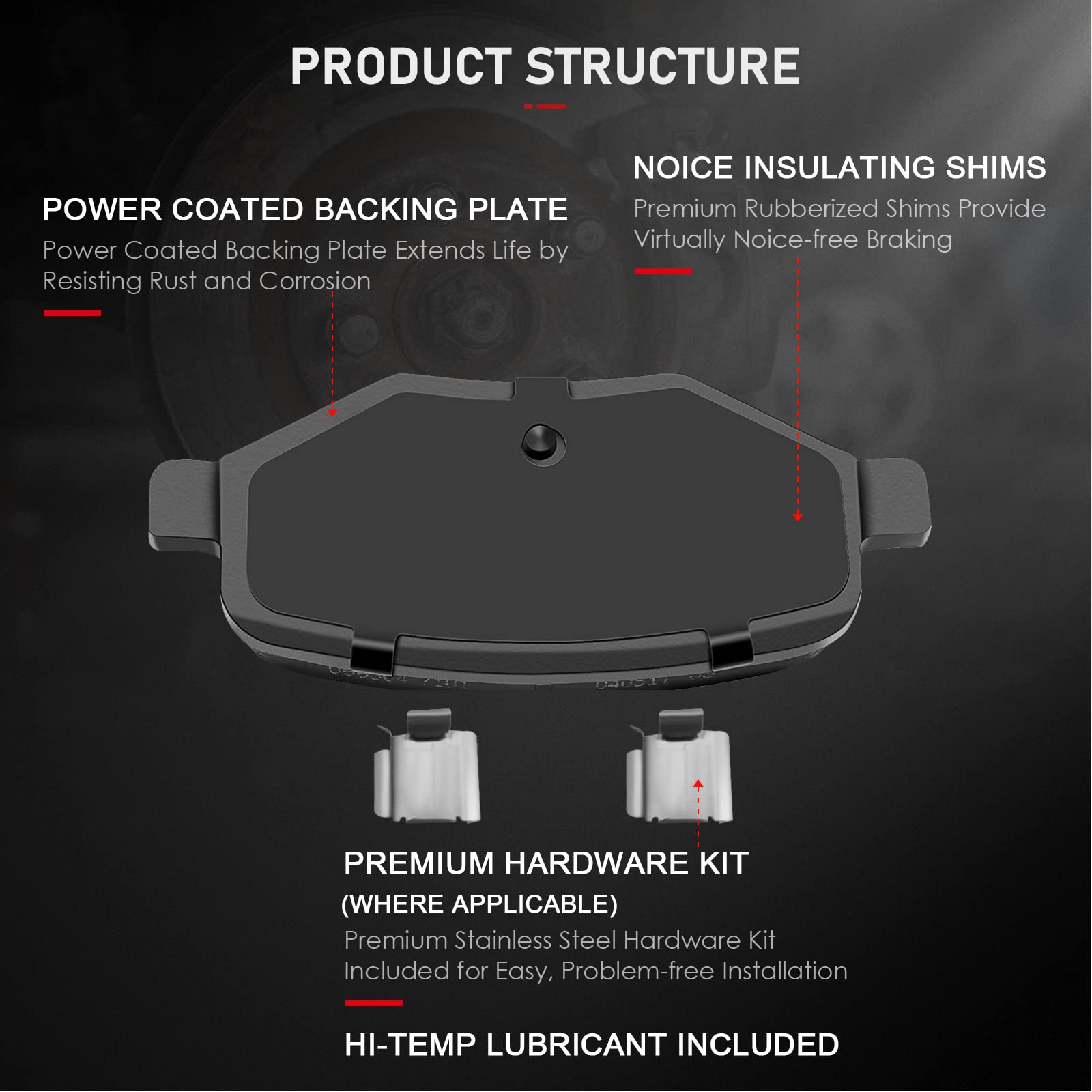 Cciyu D1258 D1377 Ceramic Front Rear Disc Brake Pad Set Fit For 2011-2015 For Ford Edge, 2011-2015 For Lincoln Mkx,8Pcs