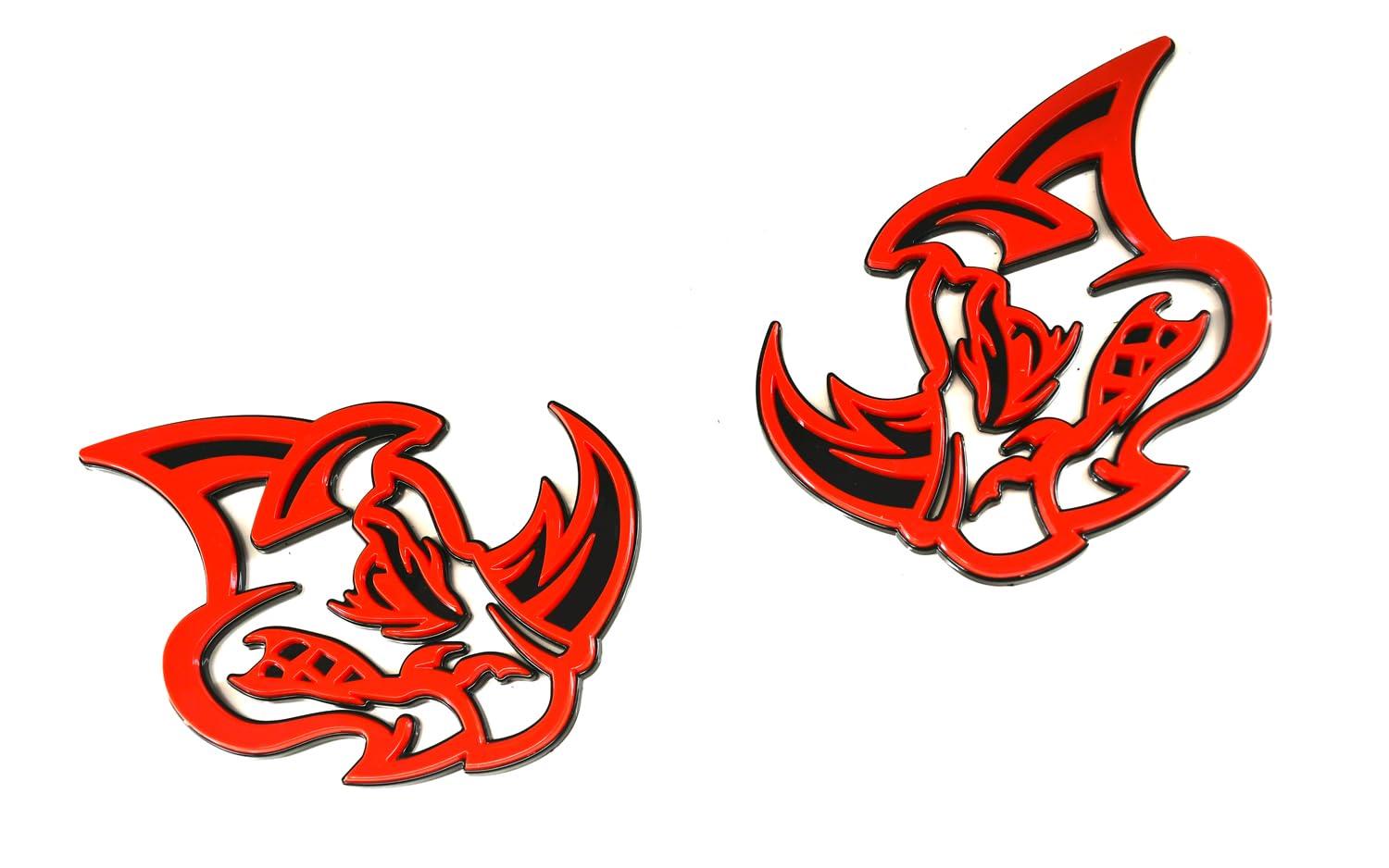 2Pcs 3D Rhino Emblems Car Badge Custom New Side Rear Front Hood Door Decal Replacement for Car Truck SUV Motorcycles (Red)