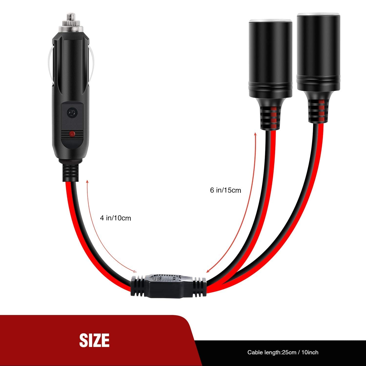 Nilight Car Cigarette Lighter Splitter Plug Socket 2-Way Splitter Splits 1 Car Cigarette Port To 2 Dc Ports Power Charger Port S