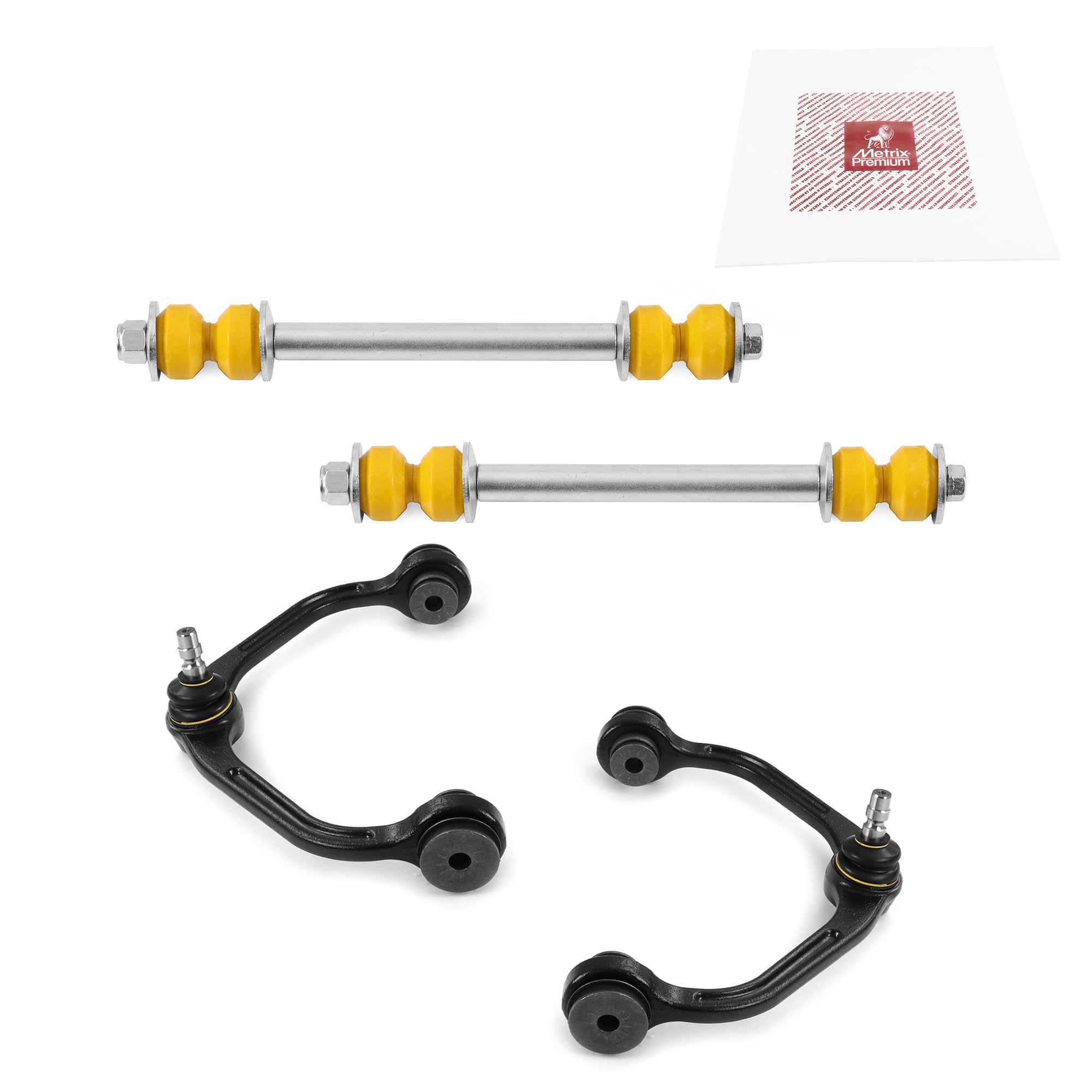 Metrix Premium Chassis Parts - 4 Pc Front L/R Upper Control Arm & Front Sway Bar Stabilizer End Link Kit Fits 98-11 Ford Ranger,