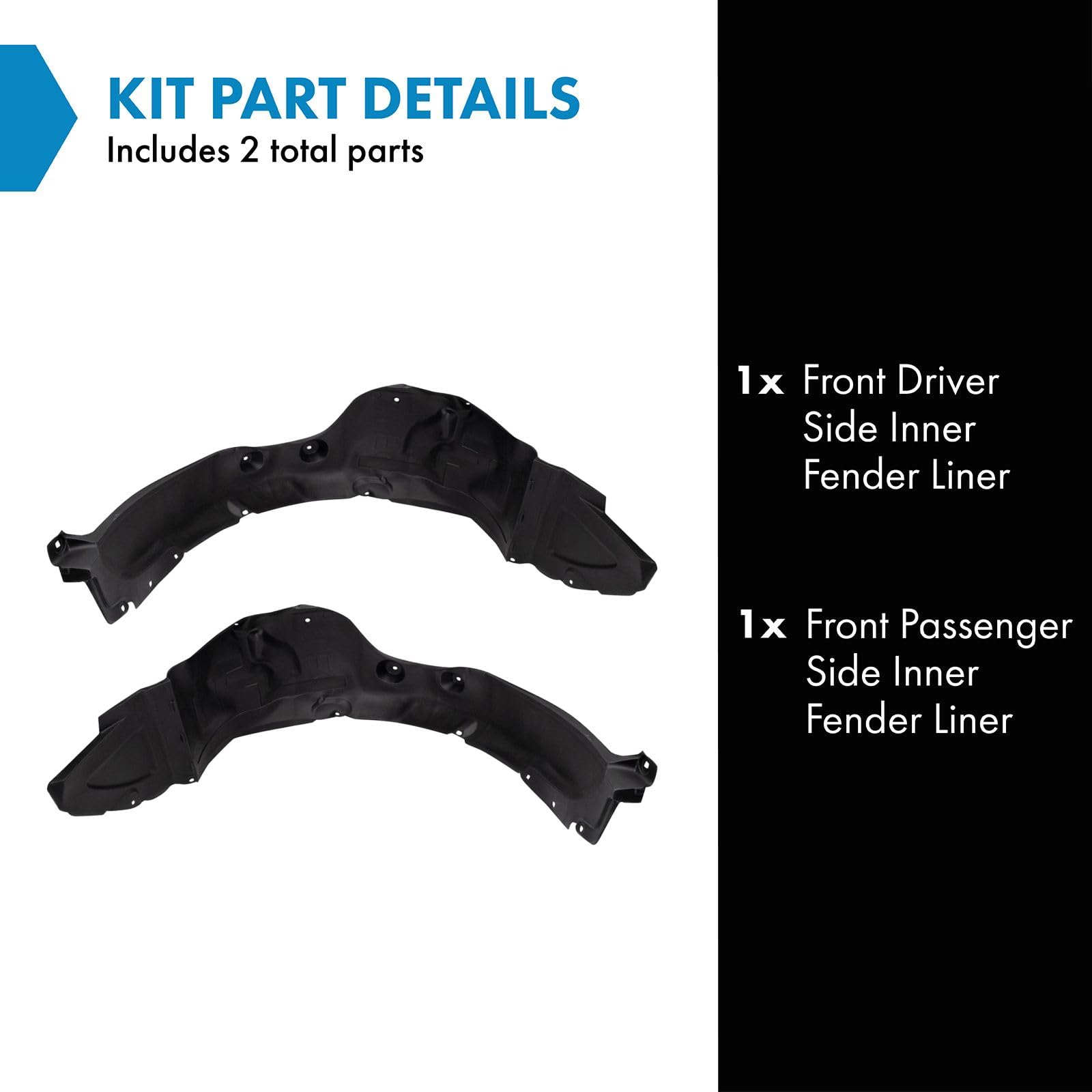 Trq Front Inner Fender Liner Set Compatible With 2012-2013 Kia Optima Ki1248123 Ki1249123