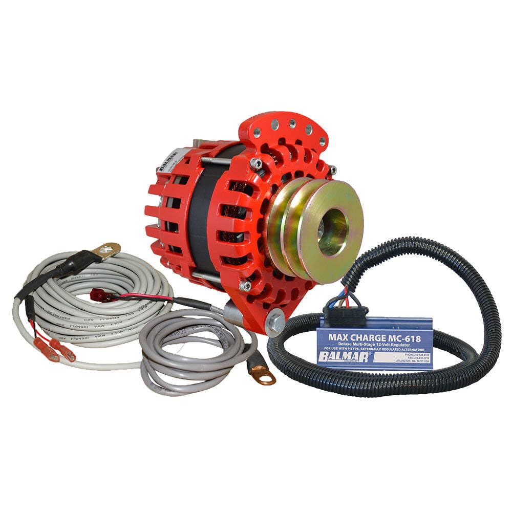 Balmar Alternator 1-2'' Single Foot Dual V Pulley Regulator & Temp Sensor - 170A Kit - 12V