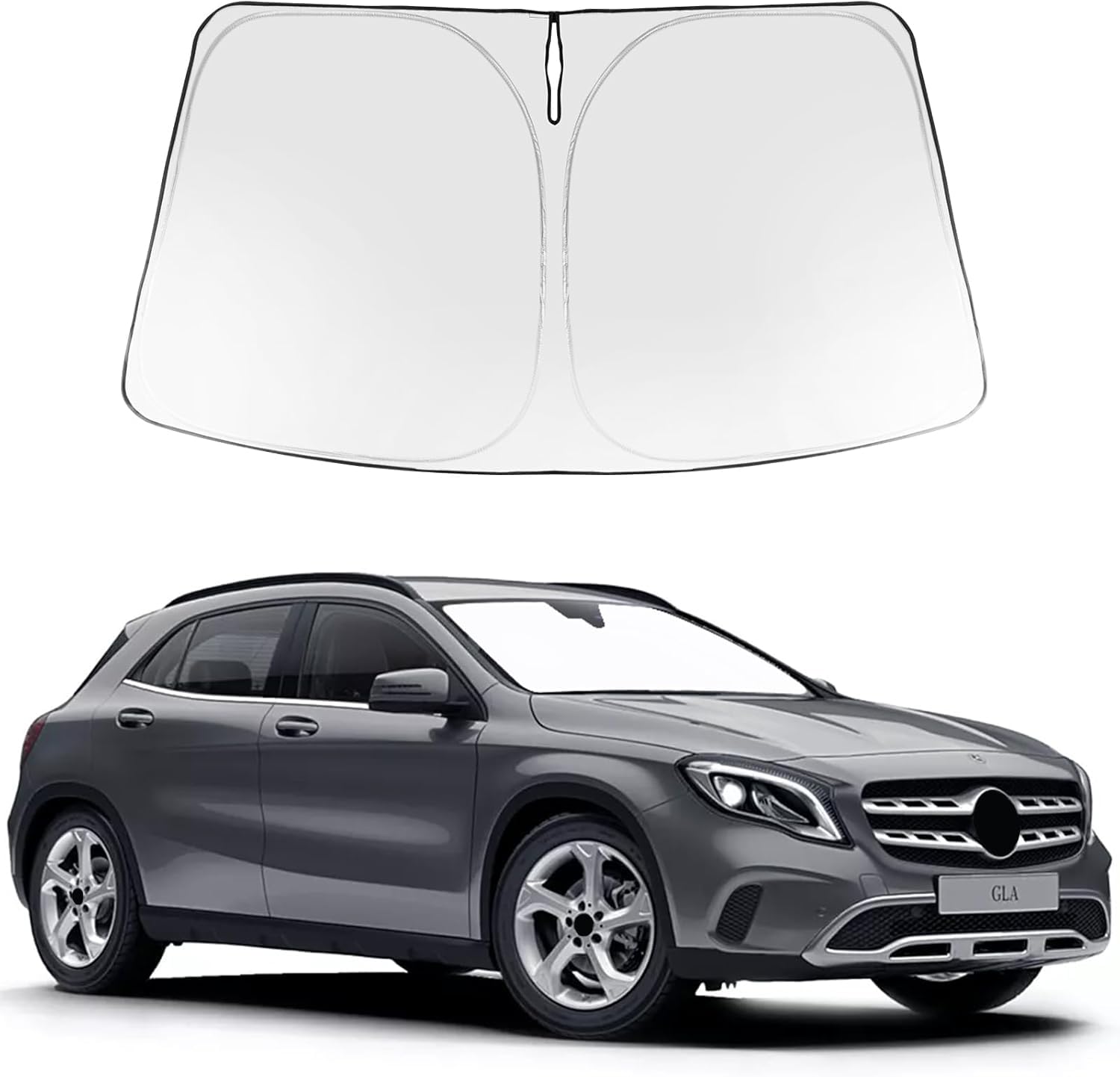 Proadsy 2025 Upgrade Windshield Sun Shade Custom Fit 2015-2020 Mercedes Benz Gla Foldable Front Sunshade Protector Sun Visor Blo