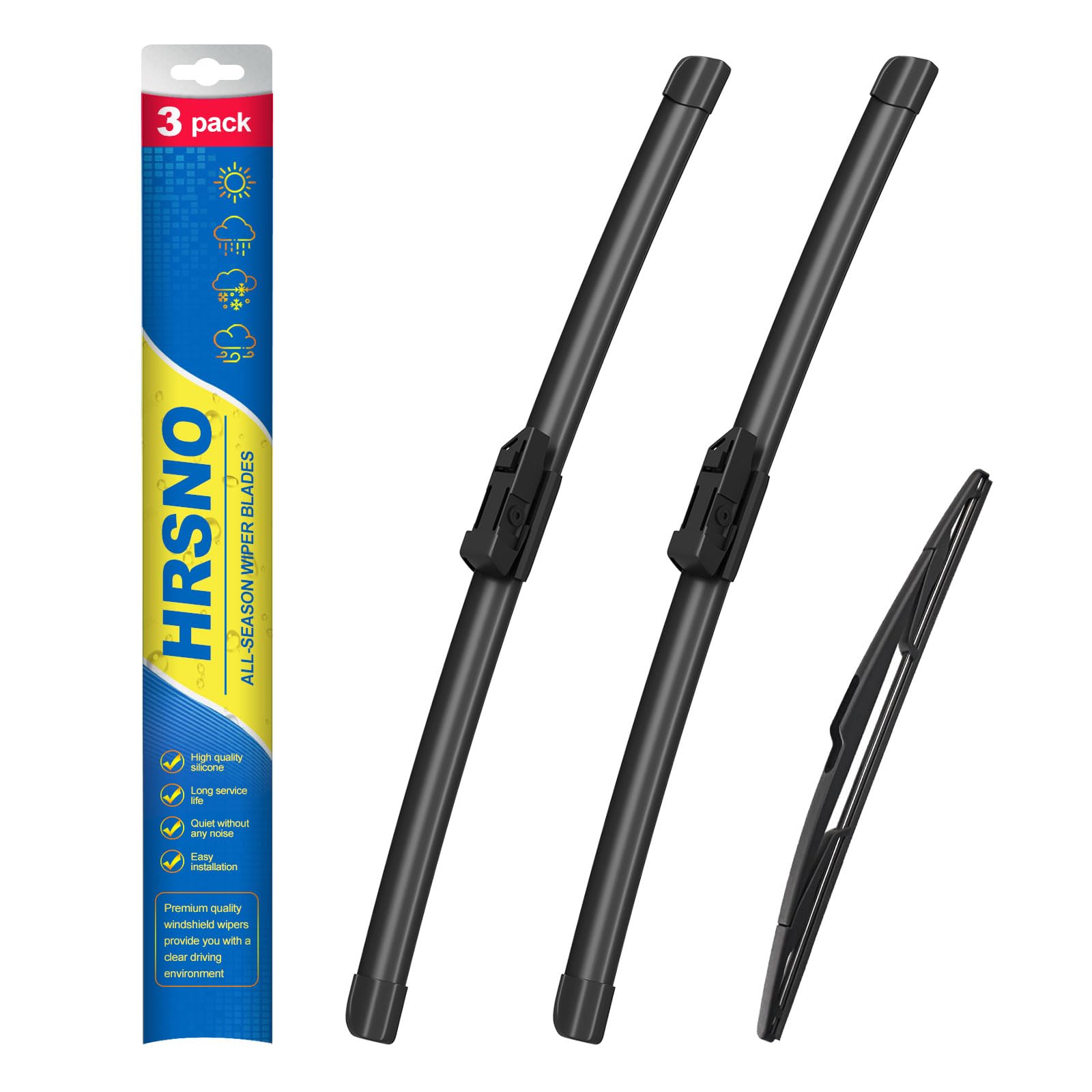 Hrsno 26''+20'' Windshield Wipers With 14'' Rear Wiper Blade Sets Automotive Replacement For Volvo Xc60 2012-2017,Easy For Insta