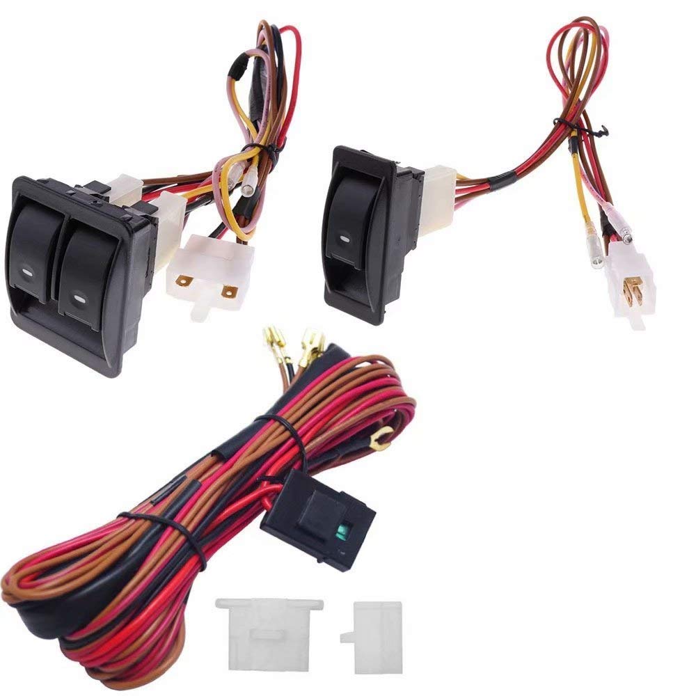 12V Universal Power Window Switch Kit, Wiring Harness Kit For 2 Door Vehicles,Diy Conversion To Power Windows