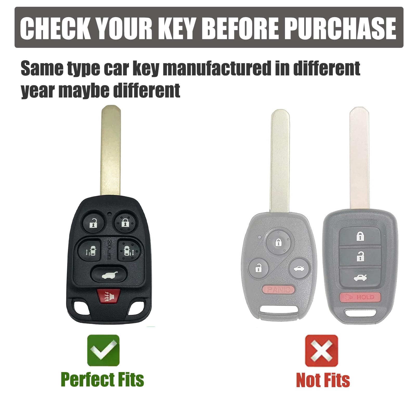 Gematay For Honda Key Fob Cover, Key Case Shell Compatible With Honda Odyssey 2011 2012 2013(N5F-A04Taa) Smart Key Protector