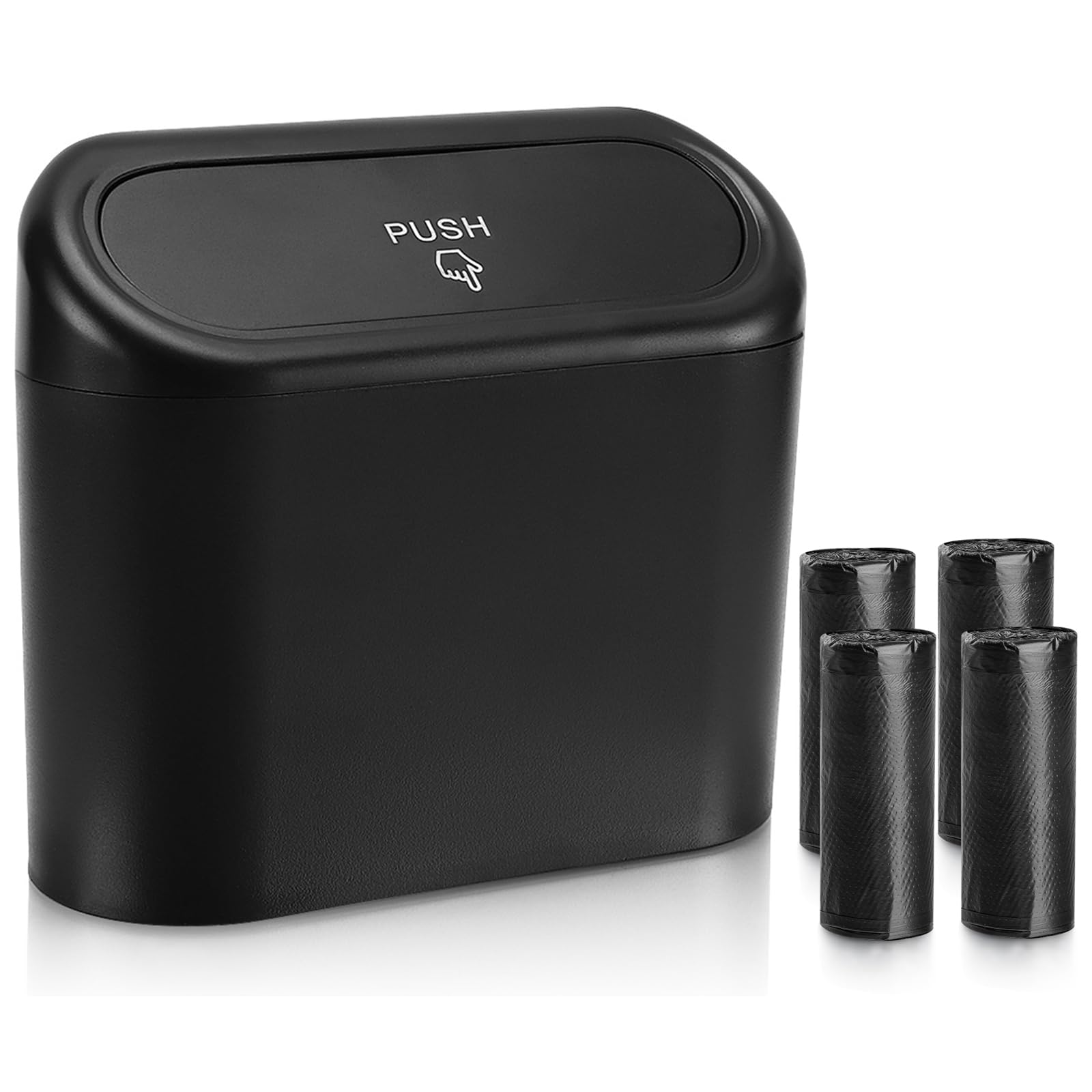 Accmor Car Trash Can With Lid, Leakproof Vehicle Garbage Organizer Holder Bin With 60 Pcs Trash Bags, Mini Auto Dustbin Interior