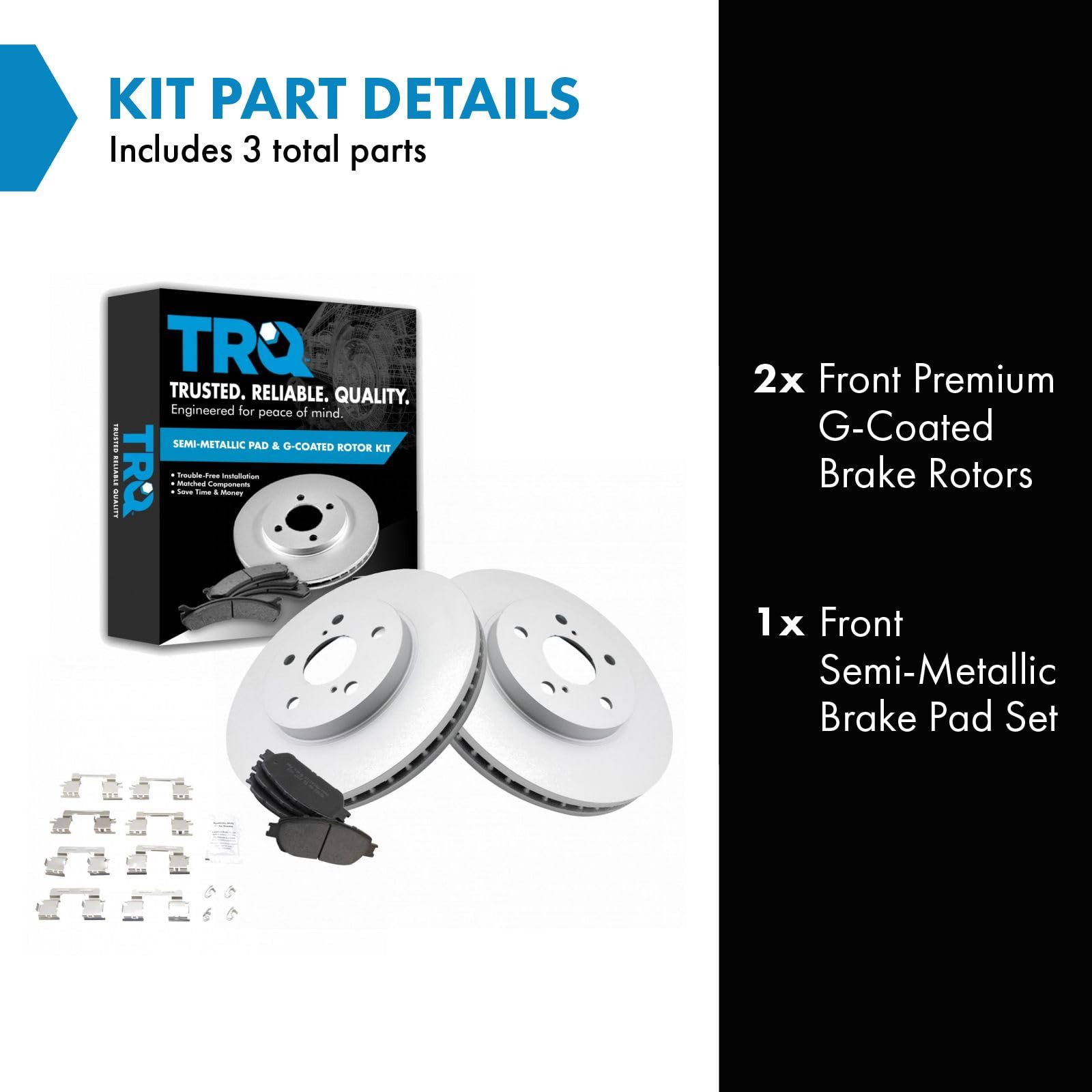 Trq Front Posi Metallic Brake Pads & E-Coated Rotors Kit Set For Toyota Lexus