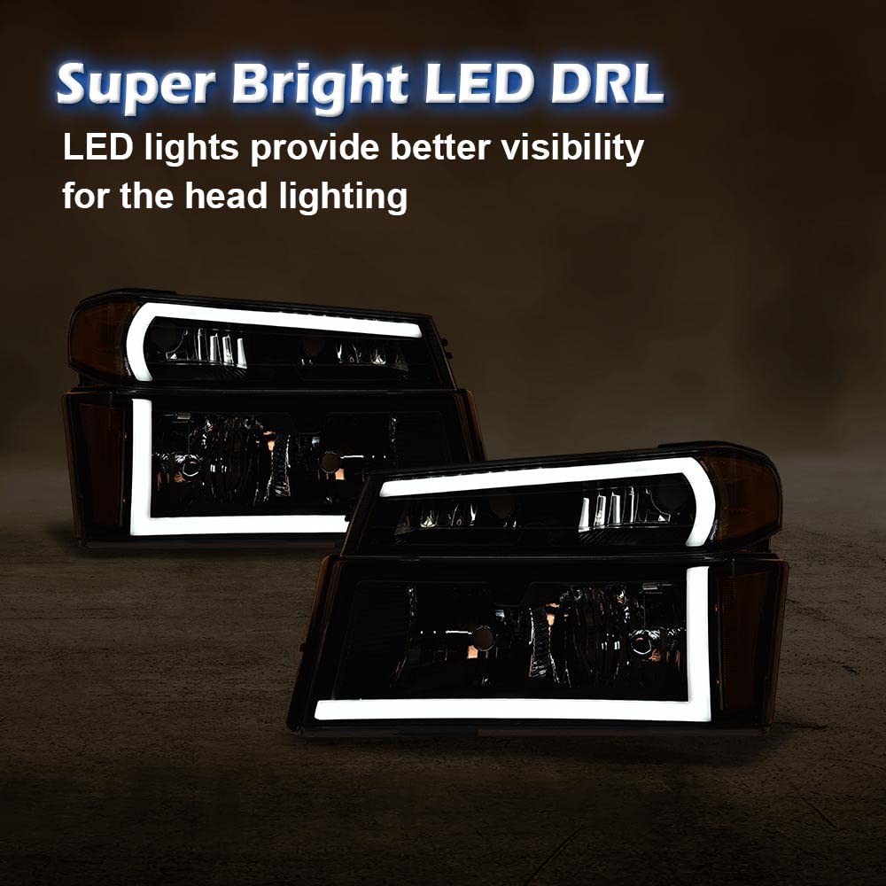 Cheda Headlights Assembly Bumper Lights Compatible With 2004 2005 2006 2007 2008 2009 2010 2011 2012 Gmc Canyon/Chevy Colorado(T