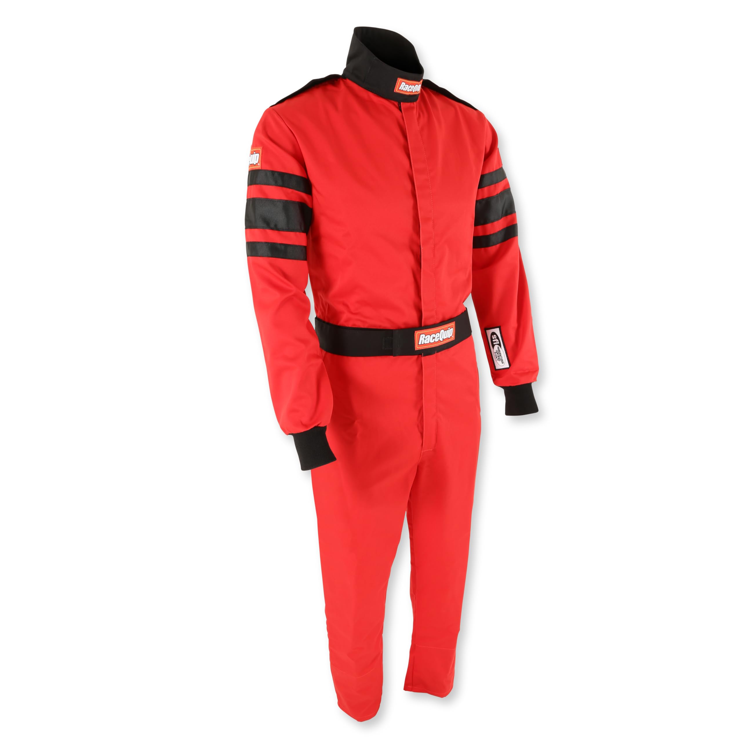 RaceQuip 110014RQP 110 Series 1-Pc Driving Suit SFI 3.2A/1 Red/Black Stripe Medium Tall