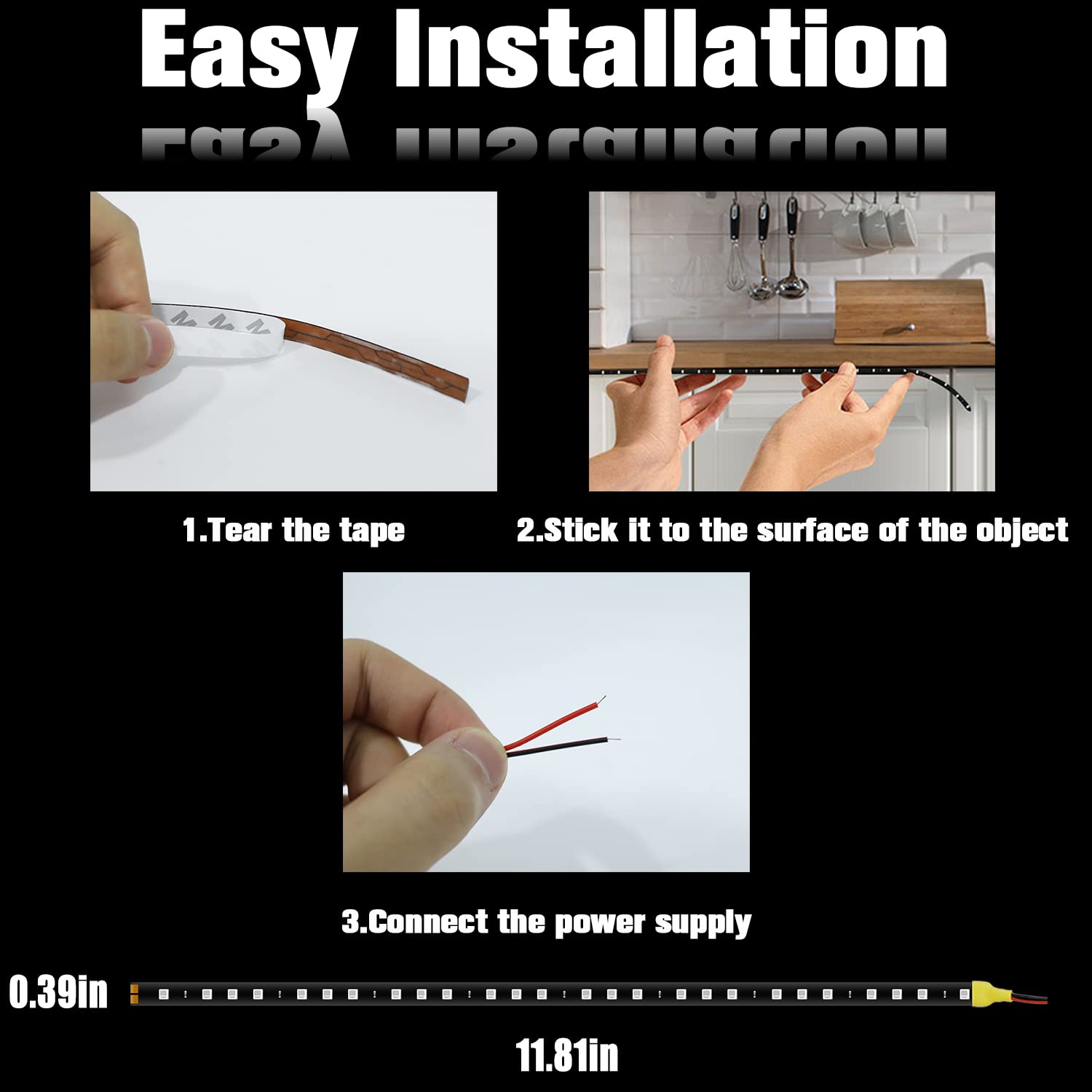 Xtauto Yellow 12V 15 Led 30Cm Car Flexible Waterproof Underbody Light Strip Pack Of 20