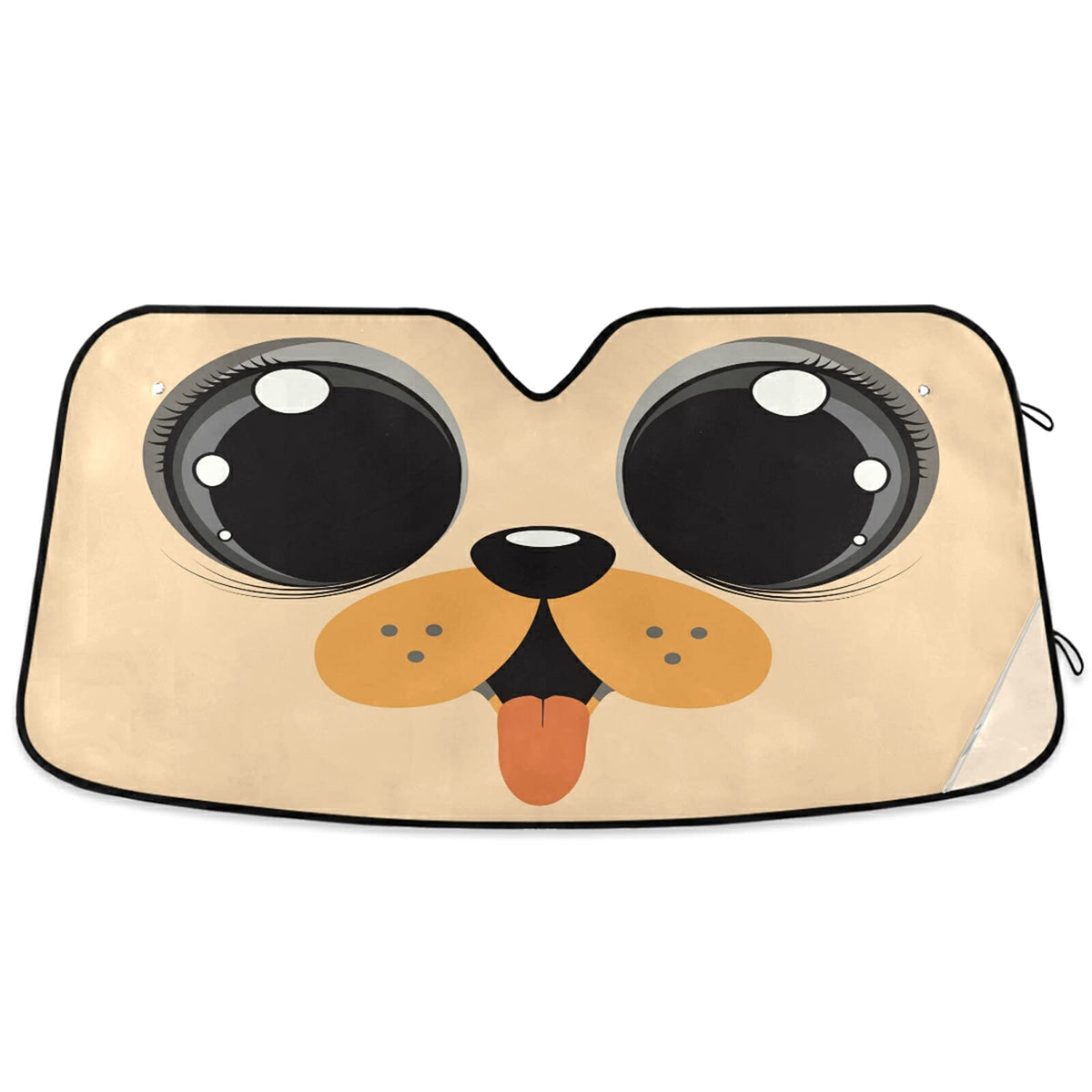 Oarencol Cute Big Eye Car Windshield Sun Shade Puppy Dog Yellow Foldable Uv Ray Sun Visor Protector Sunshade To Keep Your Vehicl