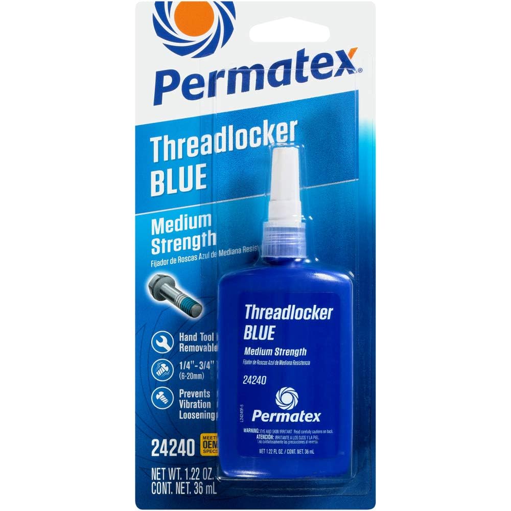 Permatex 24240 Threadlocker Blue Medium Strength,Thread Lock & Screw Glue for Bolts Nuts & Fasteners to Prevent Loosening & Corr
