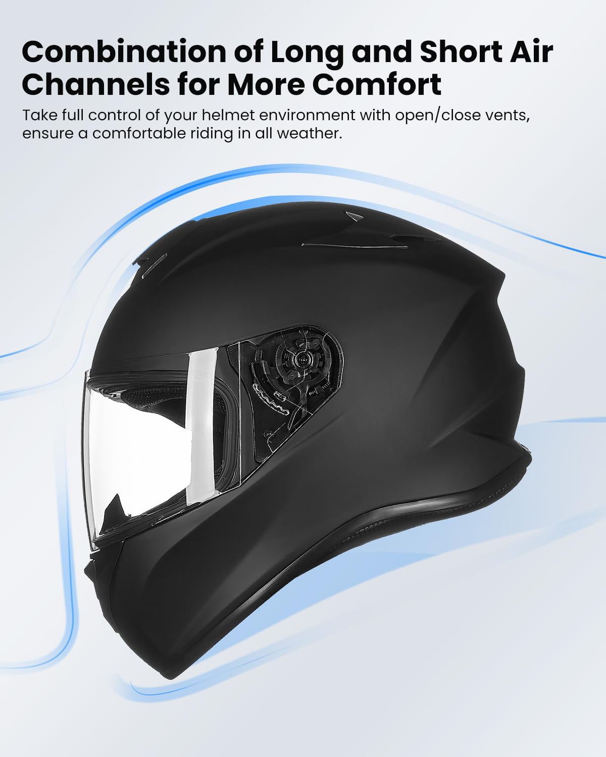 Ilm Full Face Motorcycle Street Bike Helmet With Enlarged Air Vents, Free Replacement Visor For Men Women Dot Approved Model St-