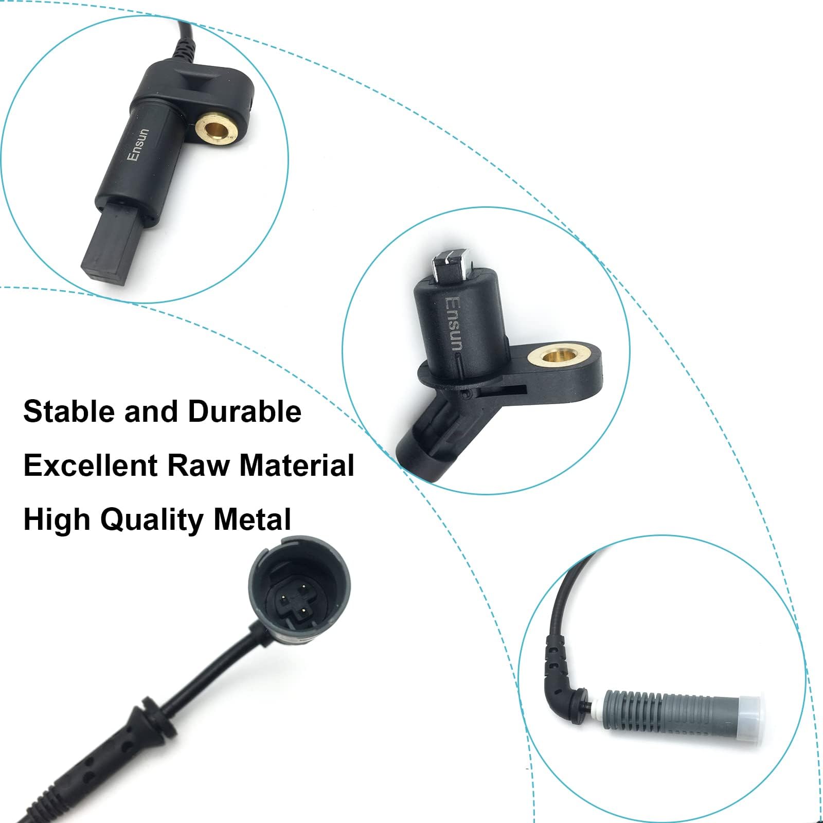 Ensun Abs Wheel Speed Sensor 34521164651 Front + 34521164652 Rear Replacement For 3-Series E46 | Set Of 4