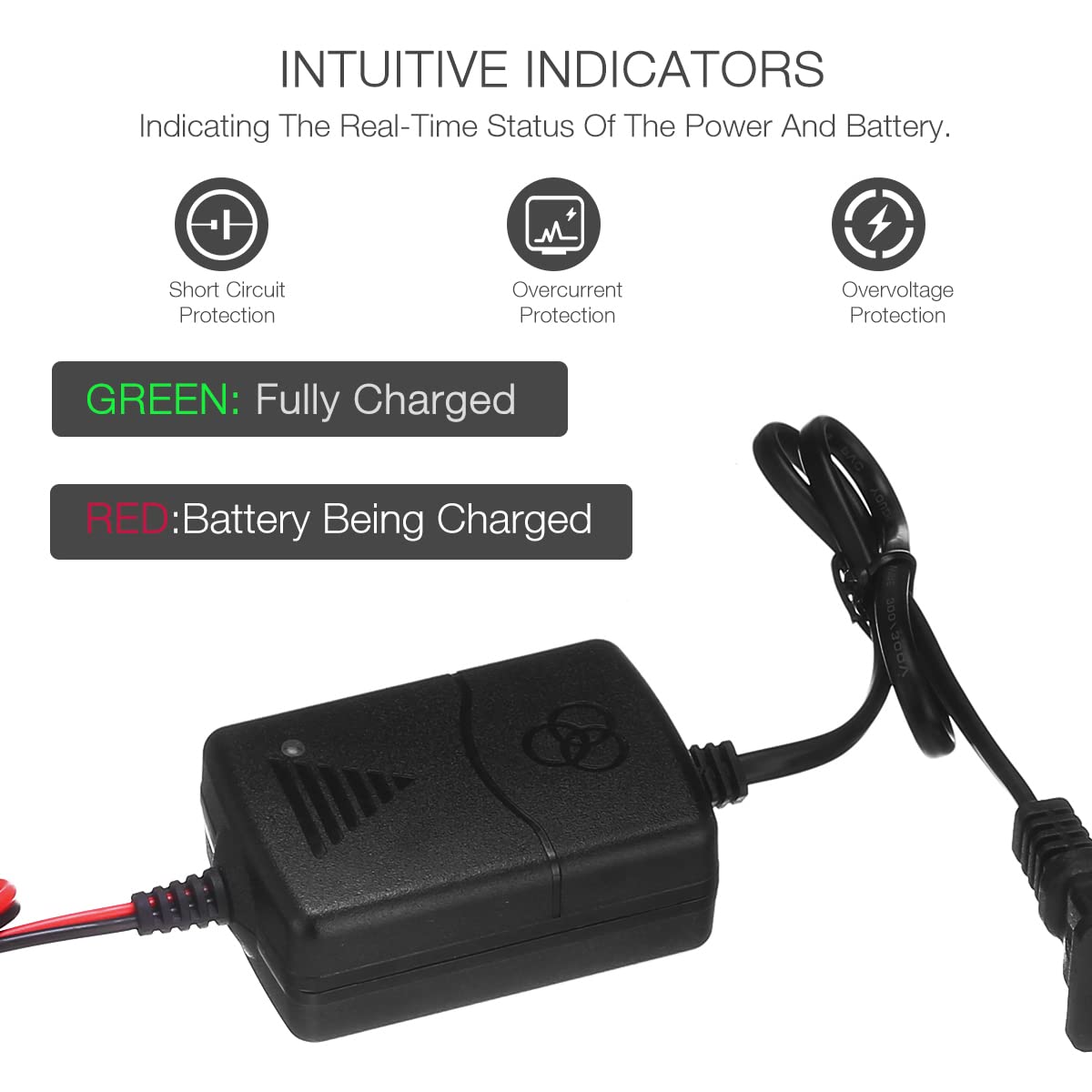 Car Battery Charger 12V Automatic Smart Battery Charger Maintainer Trickle Charger for Boats Motorcycles ATVs Riding Mowers & Ca