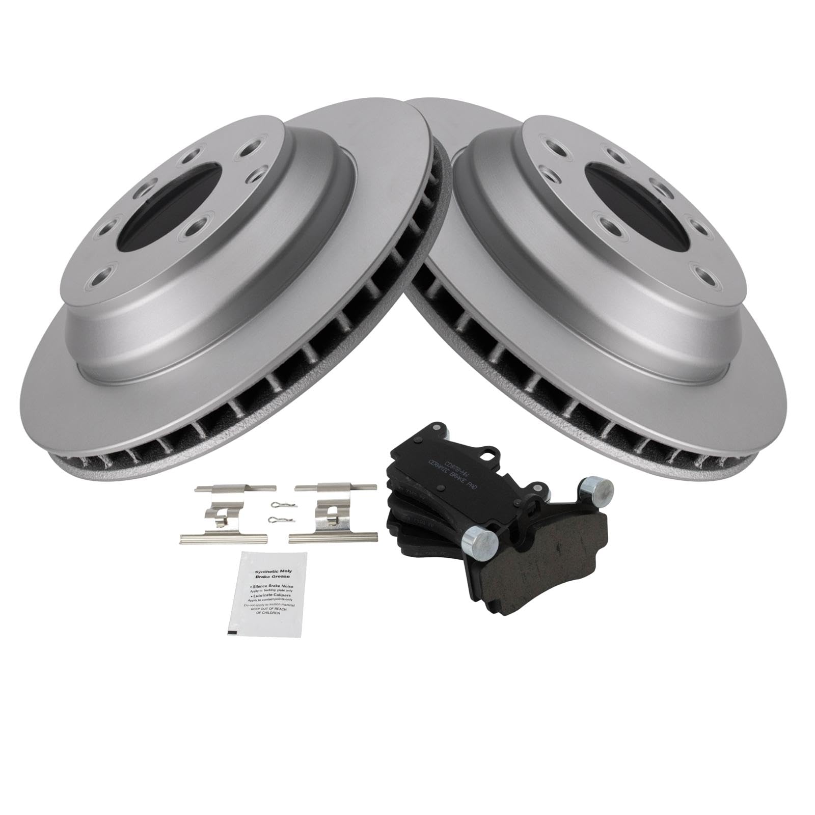 Trq Rear Brake Pad & Rotor Kit Brake Pads Brake Rotor Ceramic Premium G-Coated Compatible With 2007-2015 Audi Q7 2003-2010 Porsc