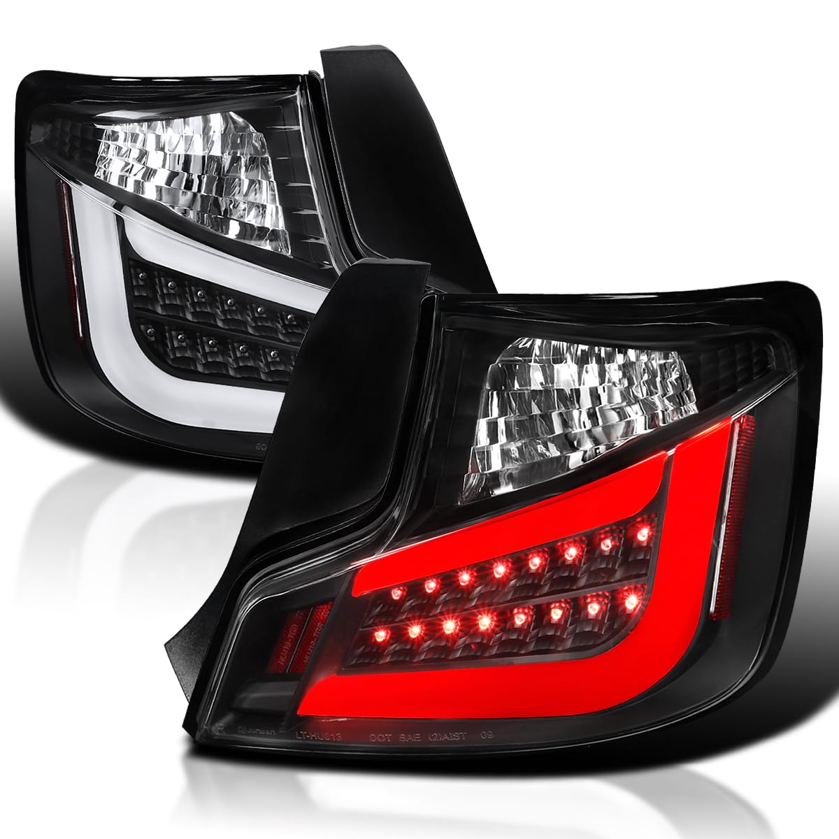 Spec-D Tuning Black Housing Clear Lens Led Bar Tail Lights Compatible With 2011-2013 Scion Tc, Left + Right Pair Assembly