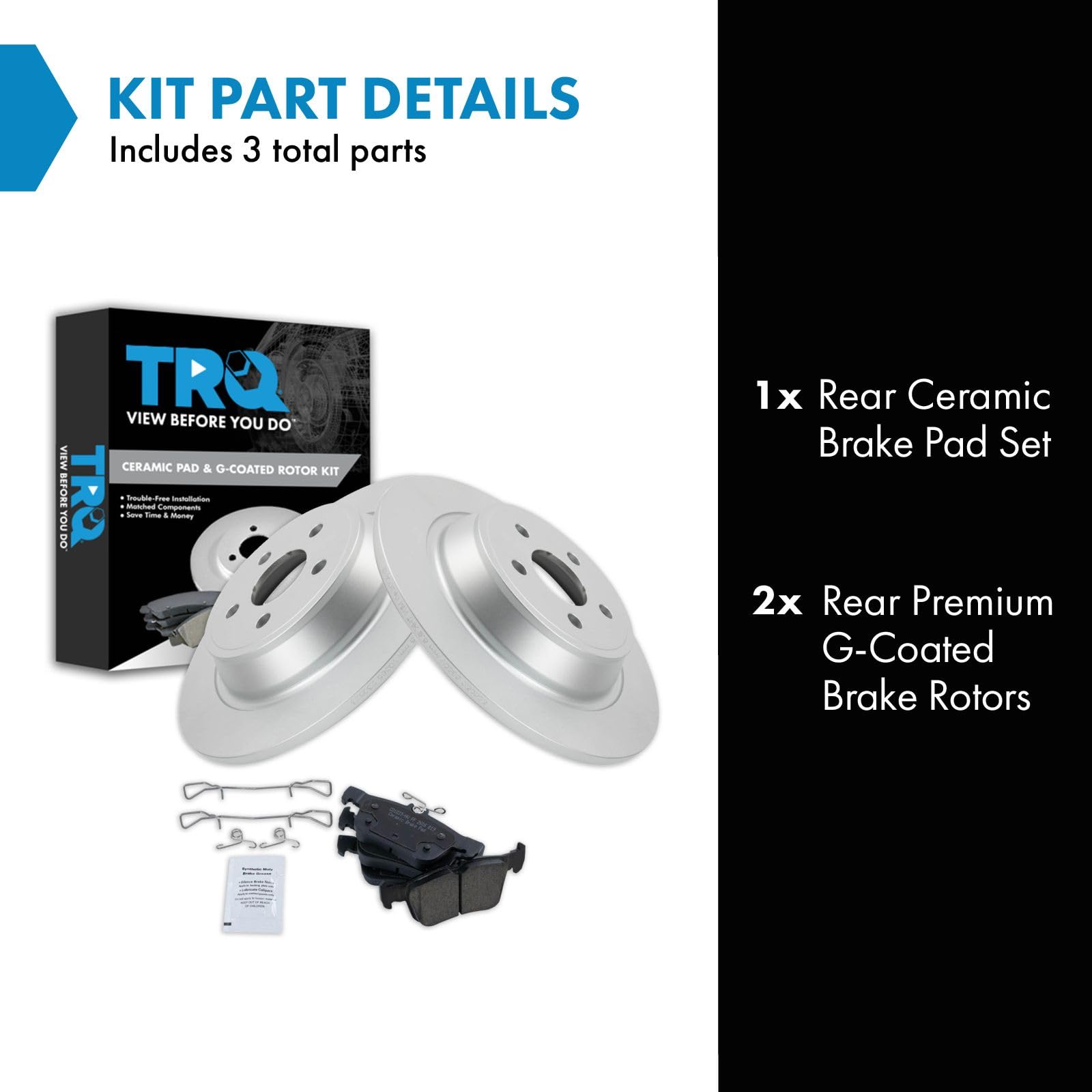 Trq Rear Brake Pad & Rotor Kit Premium G-Coated Ceramic Compatible With 2015-2021 Ford Edge 2017-2019 Fusion 2017-2020 Lincoln C