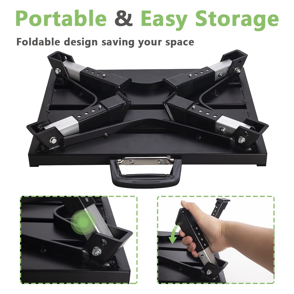 Garfatolrv Rv Steps, 4-Level Adjustable Height Folding Camper Steps Non-Slip Fluorescent Strip Aluminum Platform Rv Accessories,