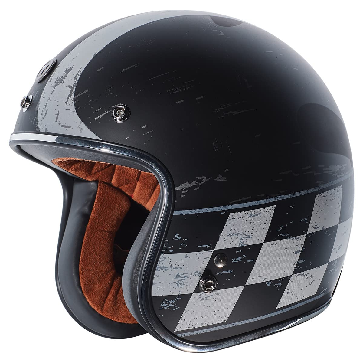 Torc Unisex-Adult Open-Face-Helmet-Style T50 Route 66 3/4 Motorcycle Helmet With 'Champ' Graphic (Flat Black, X-Large), 1 Pack