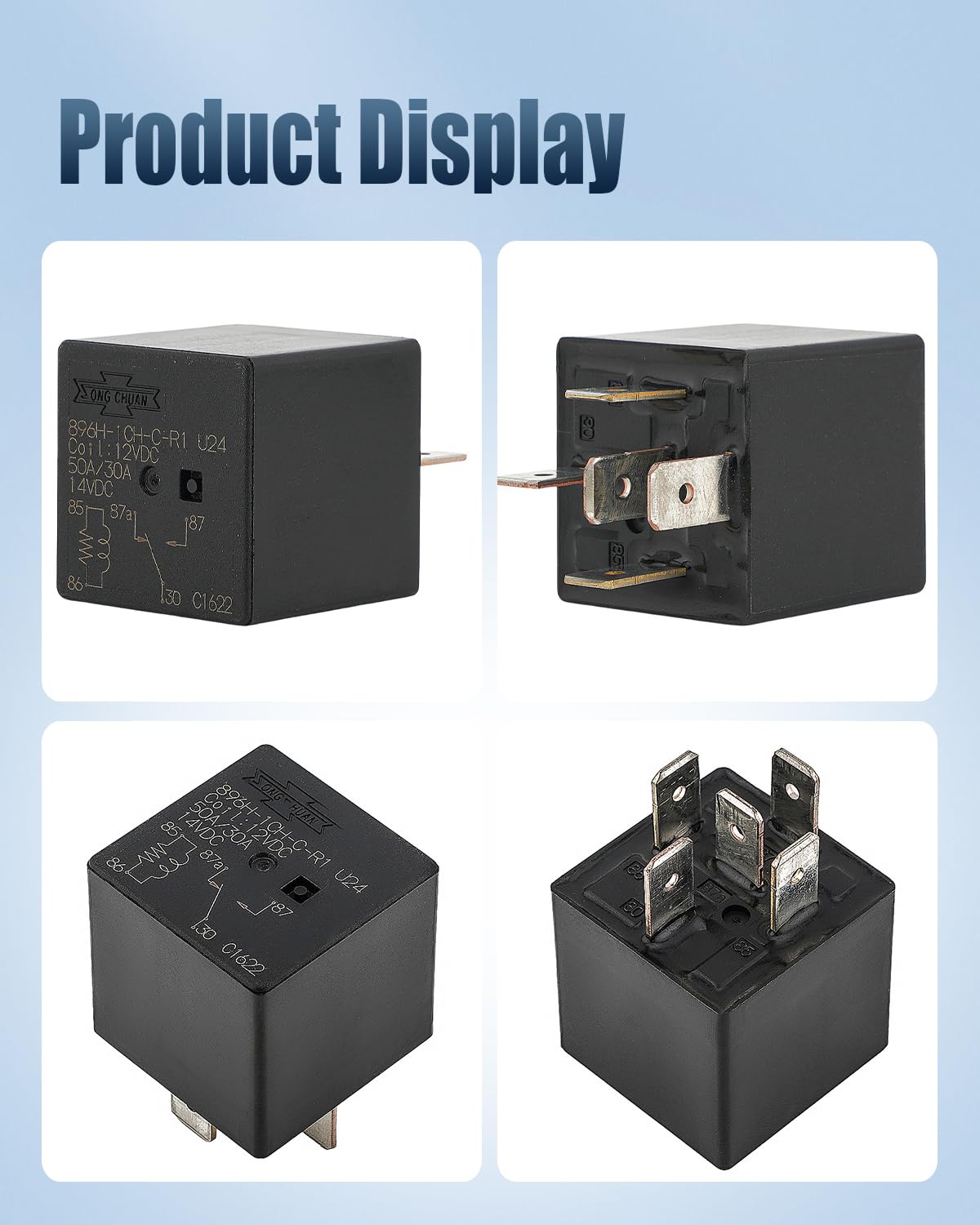 896H-1CH-C-R1 U24 12VDC 50A Automotive Power Relay with 5 Pins SPDT Flux Tight