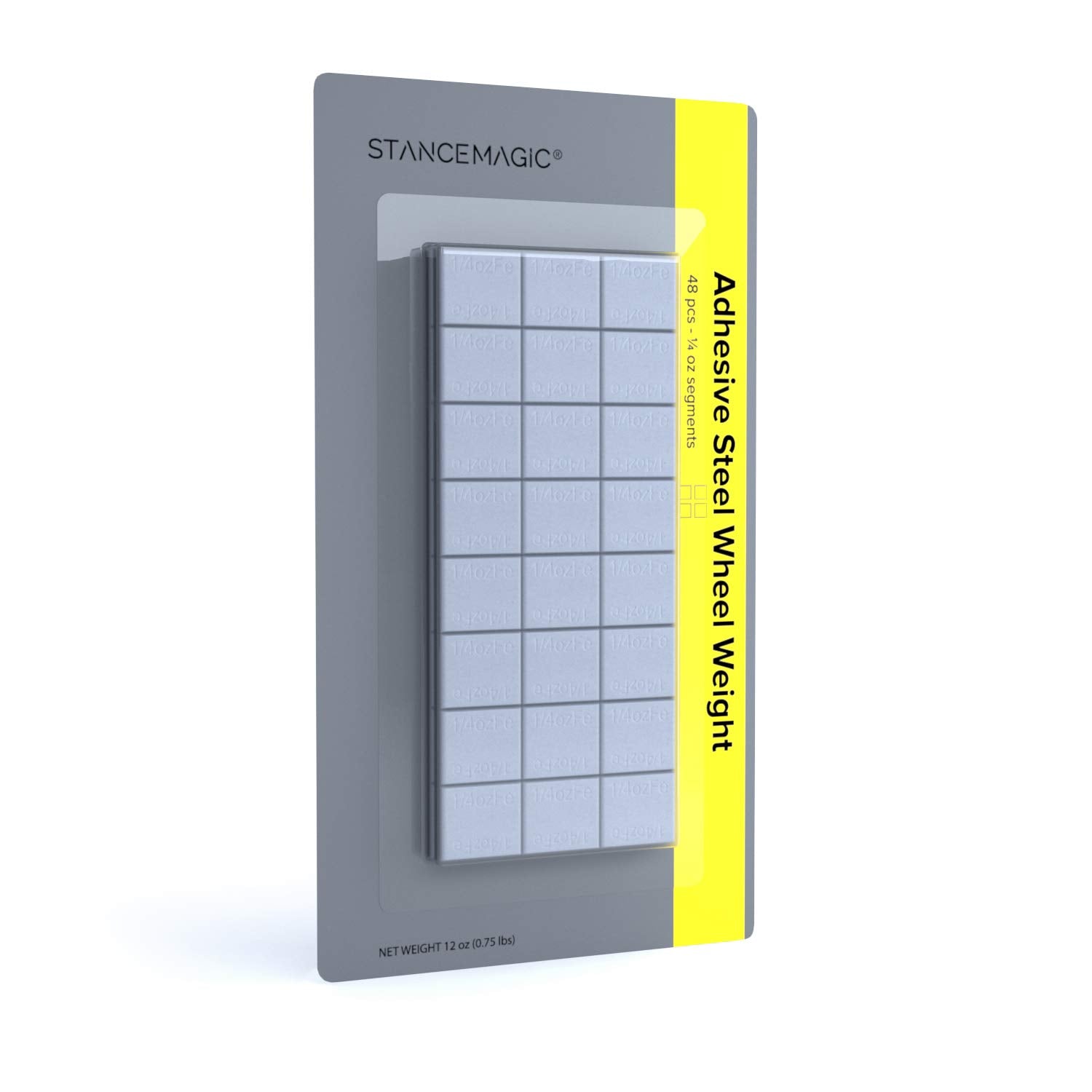 Stancemagic - 0.25Oz 1/4Oz - Gray Adhesive Stick On Wheel Weights, Easy Peel, Low Profile, Zinc Plated Steel Balancing Weights For Cars Bikes Atv Utv, 0.75 Lb Box (12Oz), Contains 48 Pieces