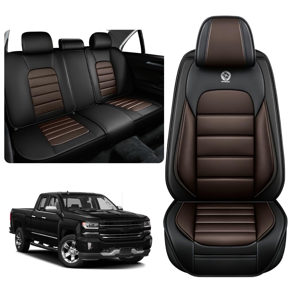 KNCY Seat Covers for Truck 2007-2024 GMC Sierra Chevy Silverado 1500 2500/HD 3500/HD Trail Boss Z71 Crew Cab Double Extended, Fu
