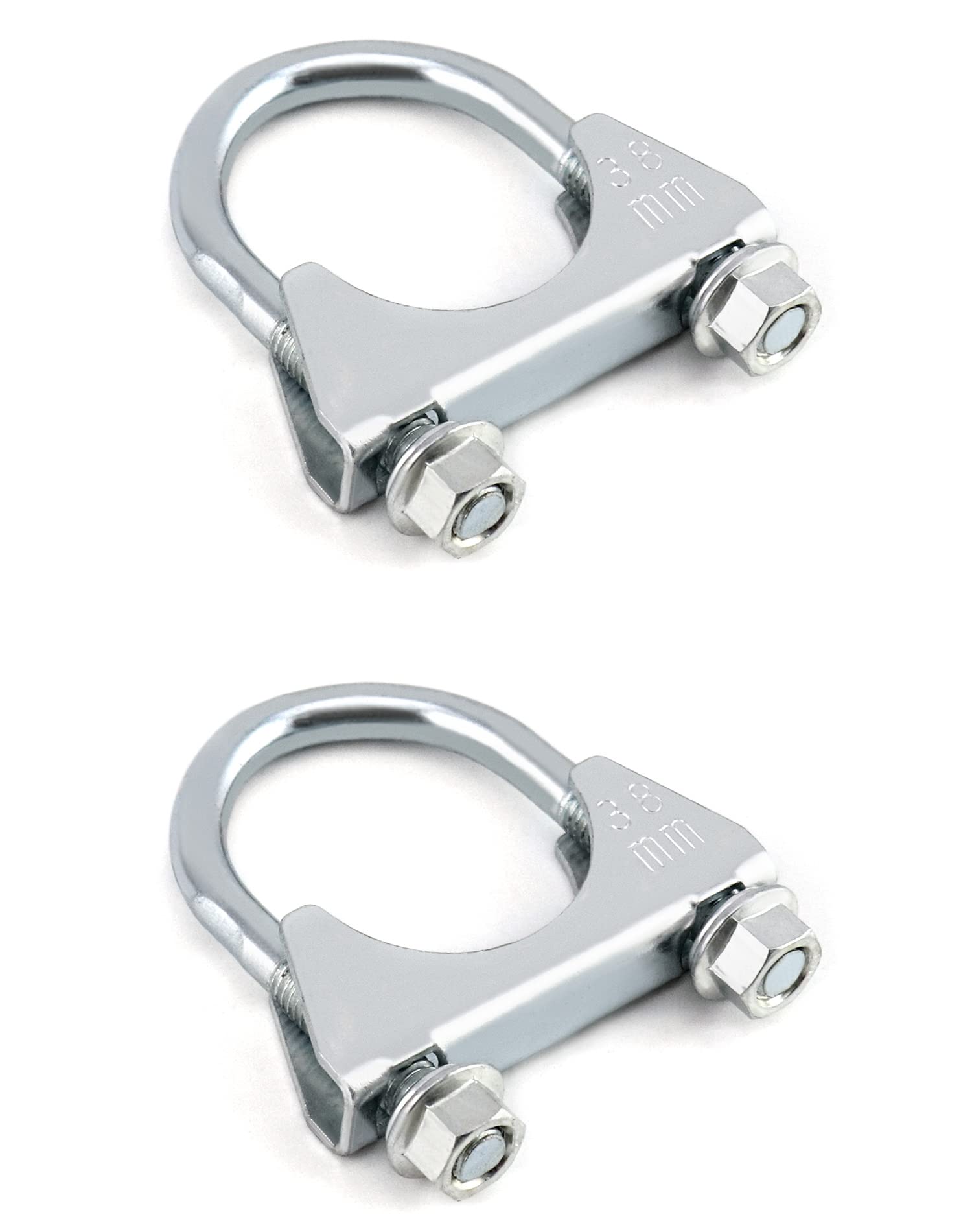 Qwork U-Bolt Muffler Tip Exhaust Hook, 1-1/2'' Od 2Pcs Stainless Steel Universal Silencer Exhaust Clip