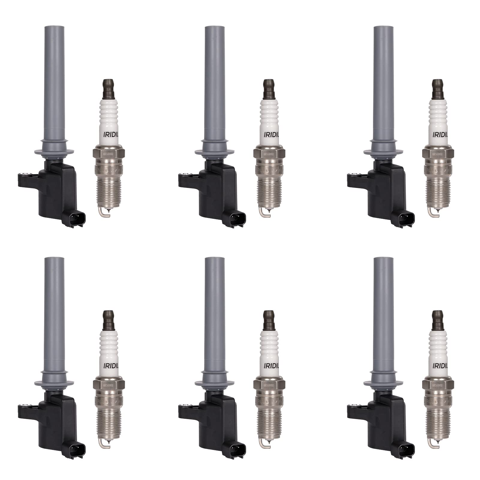 Set Of 6 Ignition Coil Pack Spark Plugs For 3.0L 2001 2002 2003 2004 2005 2006 2007 2008 Ford Escape Freestyles Taurus 500 Five 