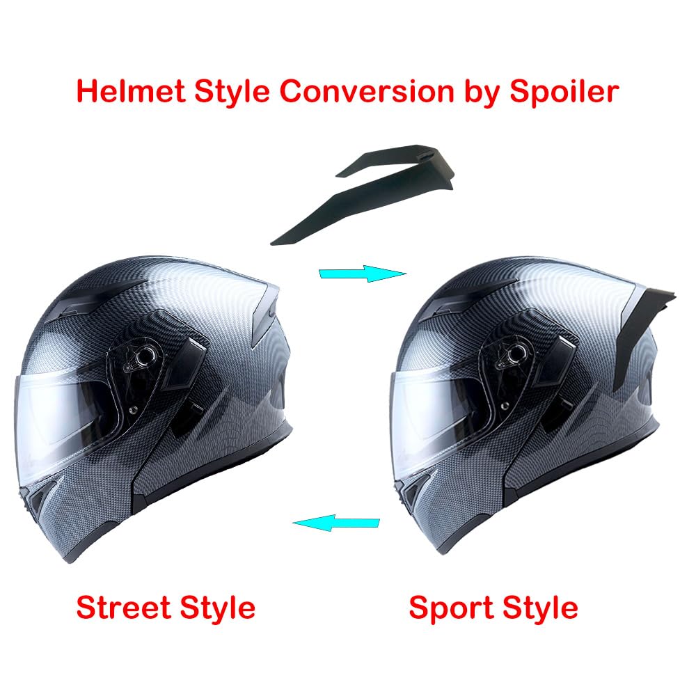 1Storm Motorcycle Modular Full Face Helmet Bike Flip Up Dual Visor Sun Shield: Hb89 Carbon Fiber Black