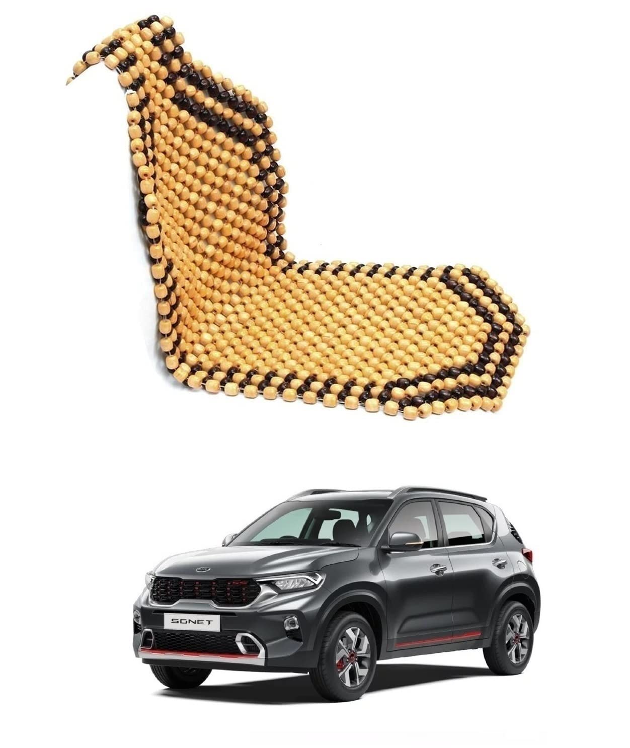 Auto Addict Car Seat Wooden Bead Seat Cover for KIA SONET