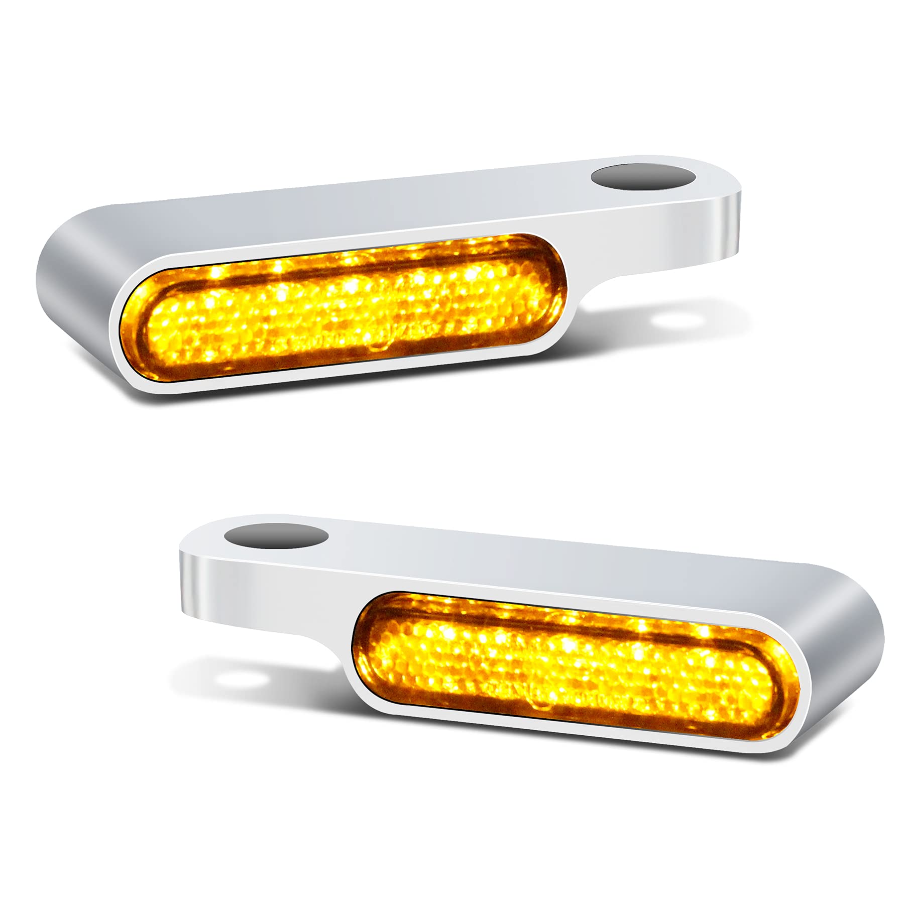 NTHREEAUTO LED Handlebar Turn Signals Mini Motorcycle Blinkers Front Marker Light Compatible with Harley Sportster Dyna Honda Sh