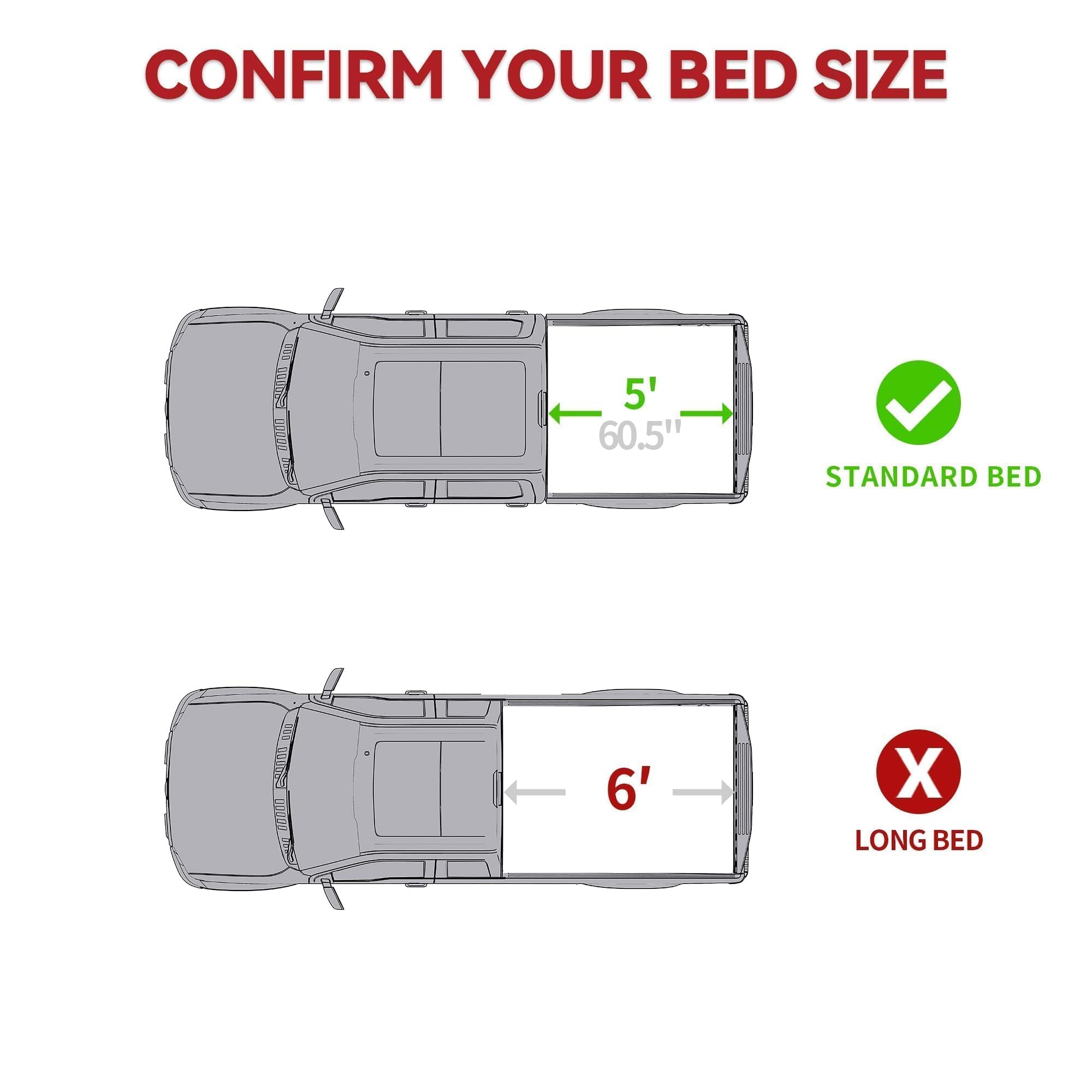 Yitamotor Soft Tri-Fold Truck Bed Tonneau Cover Compatible With 2016-2023 Toyota Tacoma(Excl. Trail Edition) 5 Ft Bed With Deck