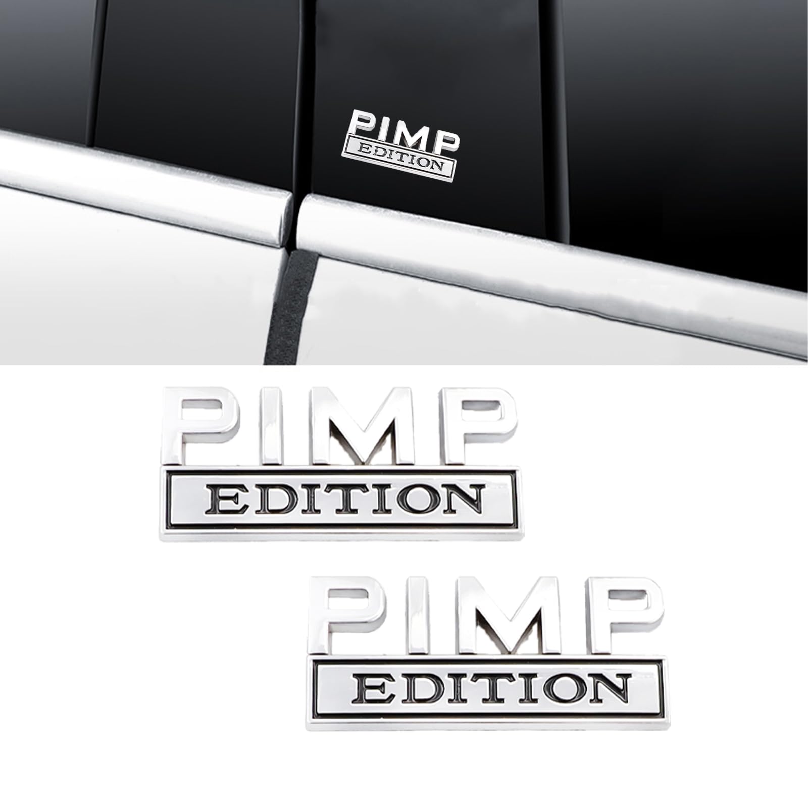 Carrun 2 Pcs Pimp Edition Emblem Car Side Rear Front Hood Trunk Door Bumper Metal Badge 3D Decal Sticker Fit For F150 F250 F350