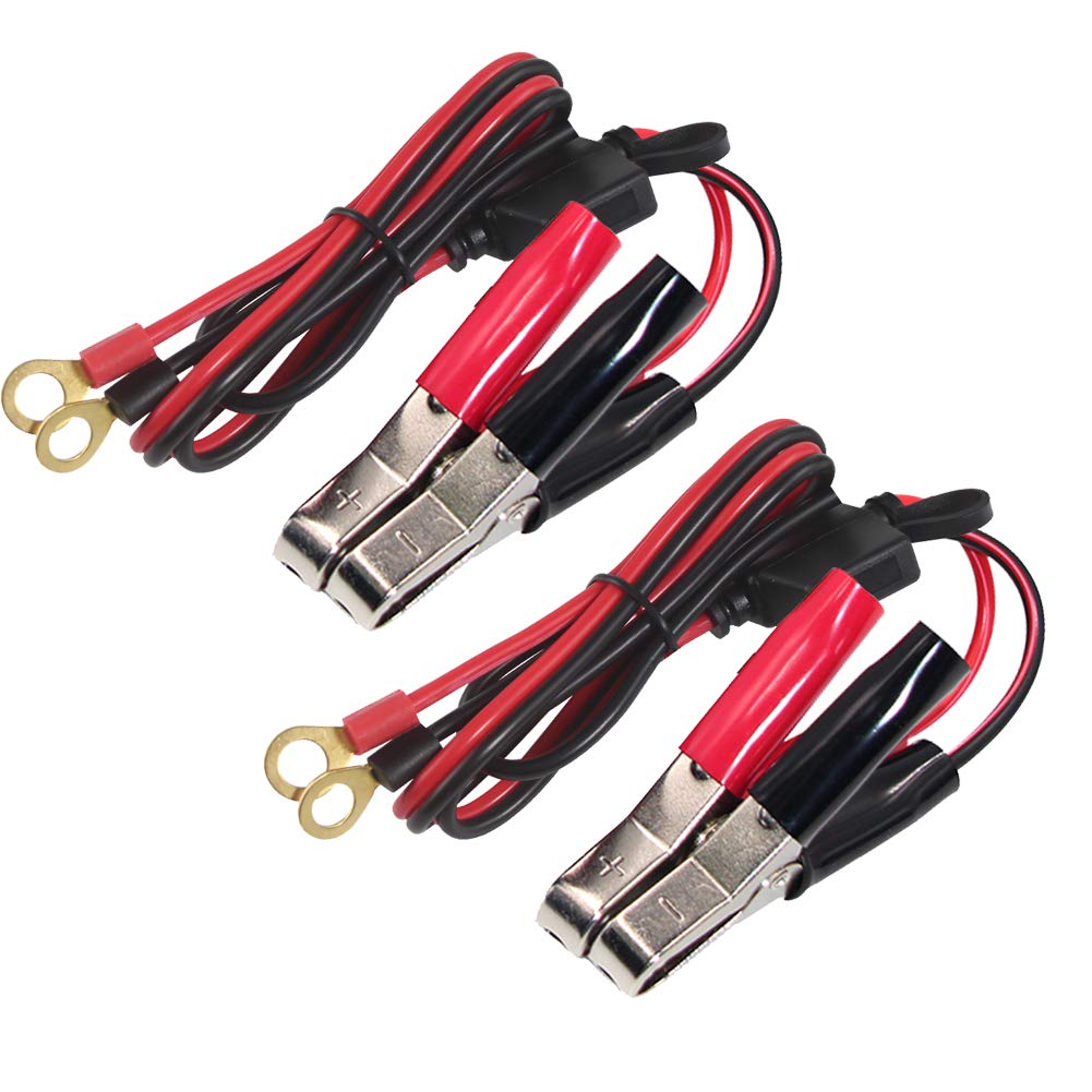 Battery Alligator Clips Booster Jumper Cable - O Ring Terminal Harness Wire 2 Pin Lug Cable For Car Battery Charging 16Awg (3Ft-