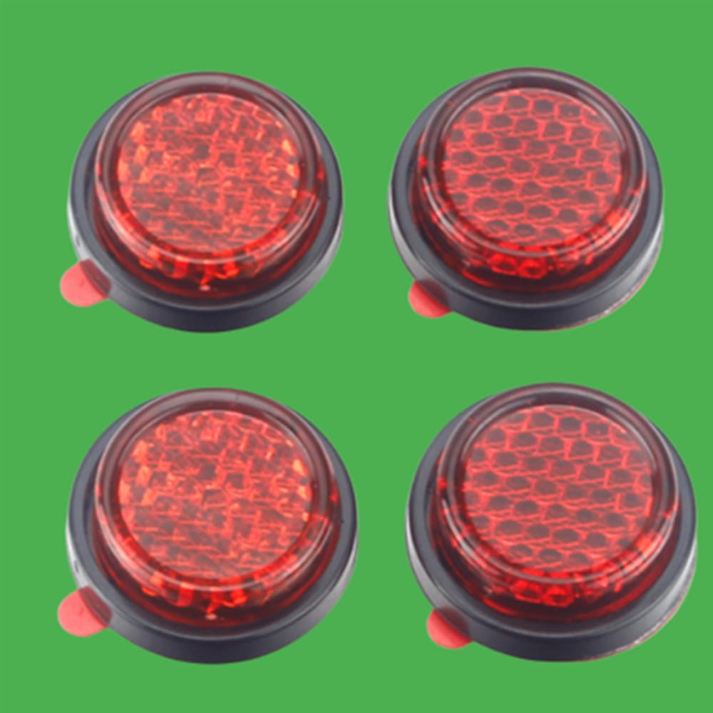 Kashaipu 4Pcs Red Plastic Universal Screw Mount Reflective Warning Reflector For Motorcycle Bike License Plate Bolts,Round Refle
