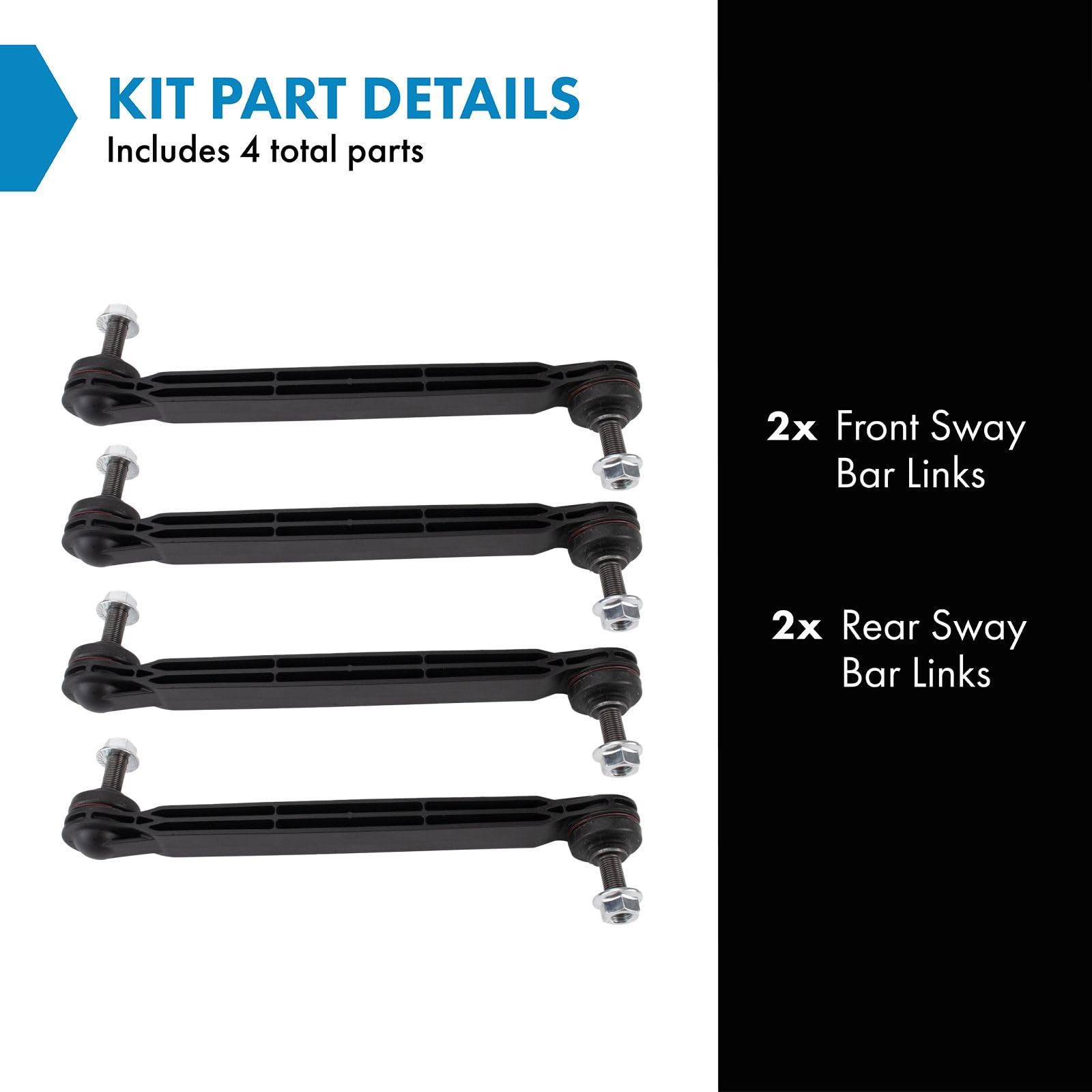 Trq Front & Rear Sway Bar Stabilizer Link Set Compatible With 2016-2018 Fiat 500X 2015-2019 Jeep Renegade