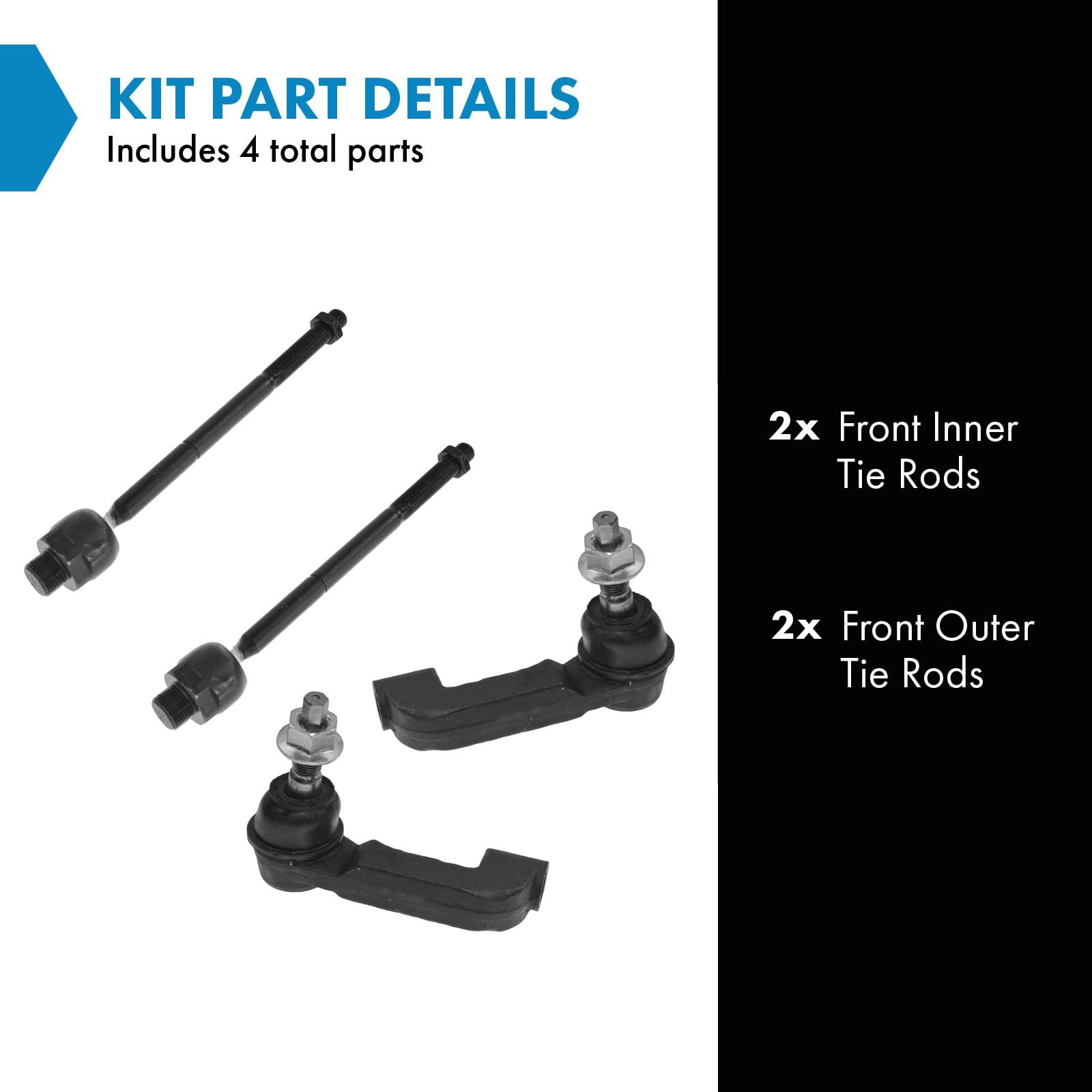 Trq Front Tie Rod Set Compatible With 2002-2004 Jeep Liberty