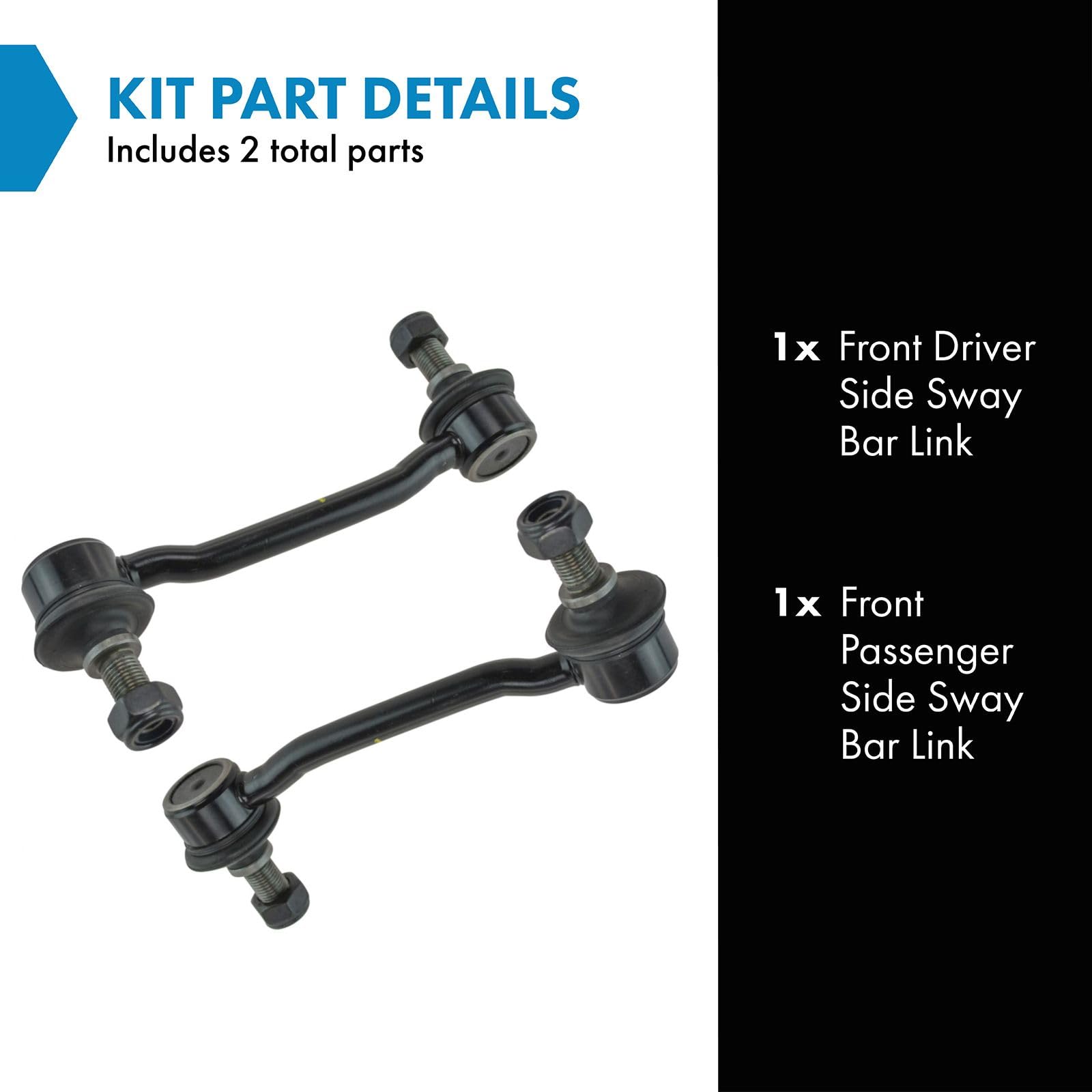 Trq Front Sway Bar Stabilizer Link Set Compatible With 2006-2011 Hyundai Azera 2006-2010 Sonata 2007-2009 Kia Amanti
