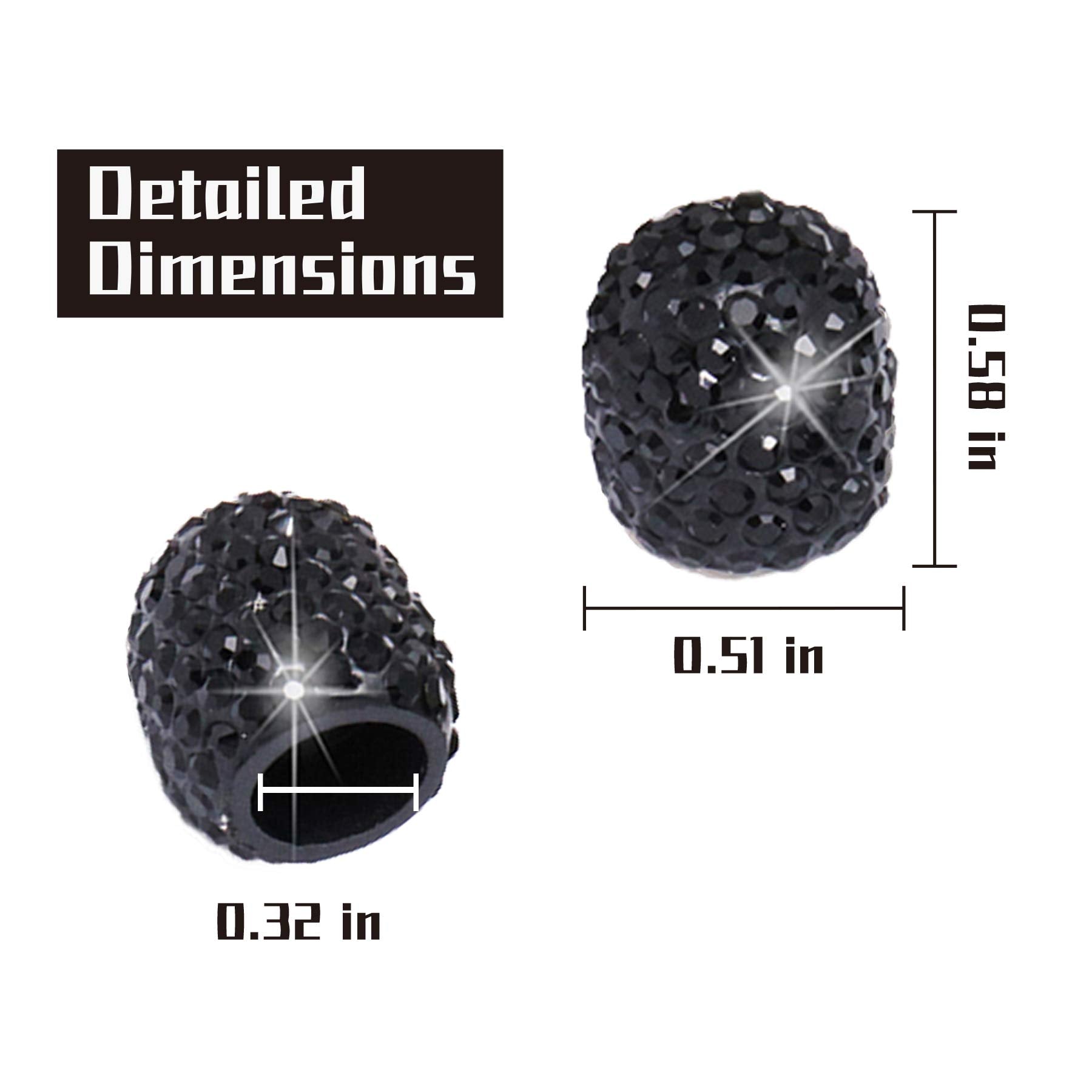 Justtop 4 Pack Handmade Crystal Rhinestone Car Tire Valve Stem Caps, Wheel Valve, Attractive Dustproof Bling Accessories, Universal For Cars, Trucks And Motorcycles-Black