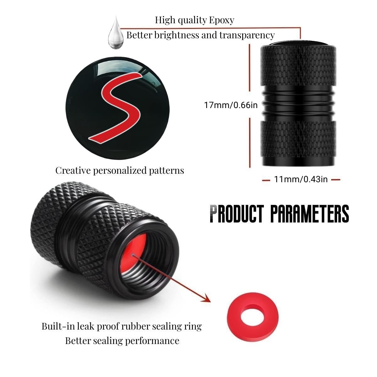 Car Wheel Tire Valve Stem Caps Compatible with Mini Cooper s Fashion Tire Air Caps Cover