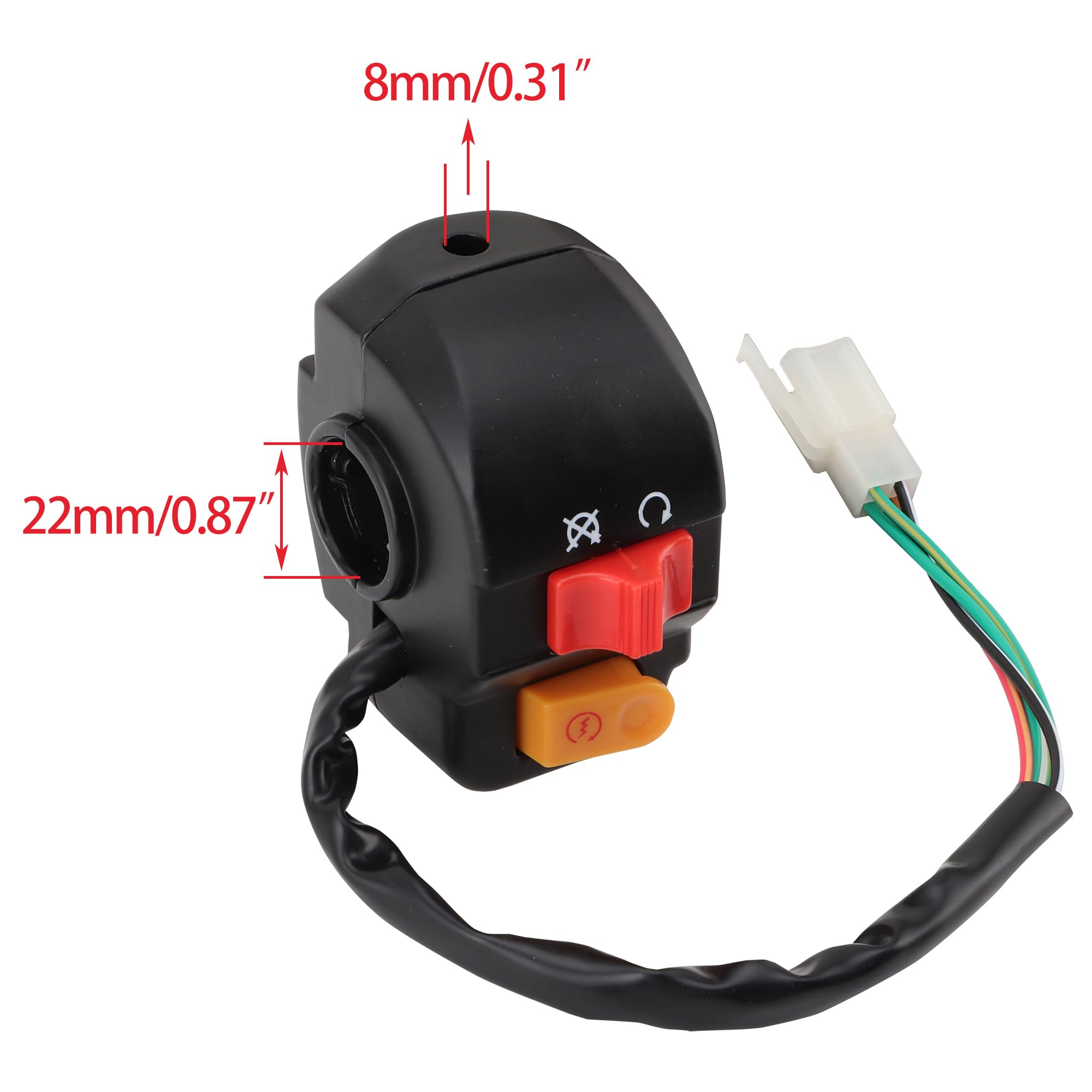 WOOSTAR 7/8'' 22mm Handlebar Right Start Switch Assembly Replacement for Taotao Speedy 50 Pony 50 VIP 50 Jet 50 Powermax 150 50c