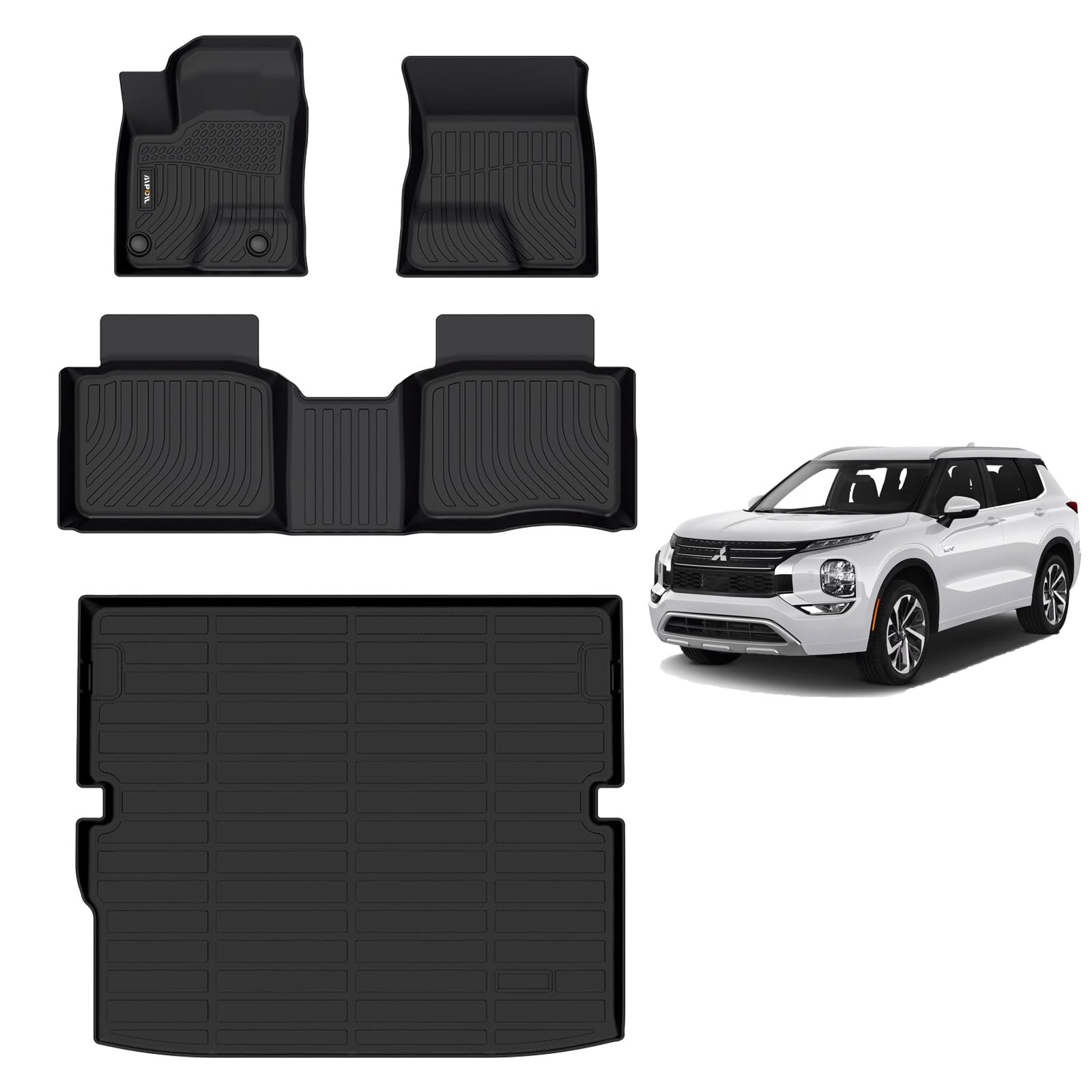 AIPOIL Floor Mats & Cargo Liner Custom for 2023-2024 2025 Mitsubishi Outlander PHEV (Not for Sport Models) ?TPE All Weather Prot