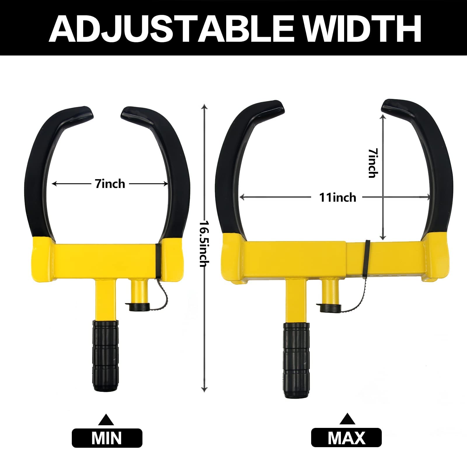 KAYCENTOP Wheel Clamp Lock - Universal Anti-Theft Tire Lock, Fits Most Vehicles, 2 Pack, Black, Max 10" Tire Width, 7" Reach