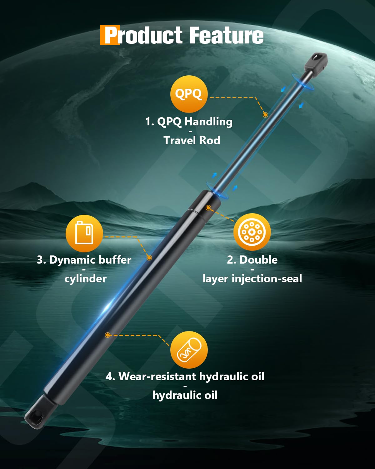 Scitoo Pm1017 17.8Inch Lift Supports Fit For Hyundai Santa Fe 2007-2012 Rear Left And Right Liftgate Shock Struts 2Pcs