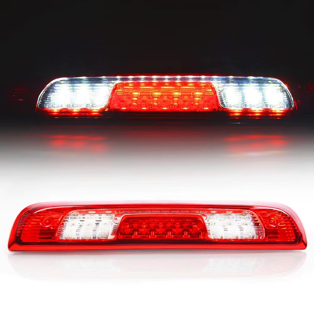 Cheda Third 3D Brake Lights, Compatible With 2014-2018 Chevy Silverado Gmc Sierra, Chrome Red Lens Clear Housing Led Bar Tail Ca