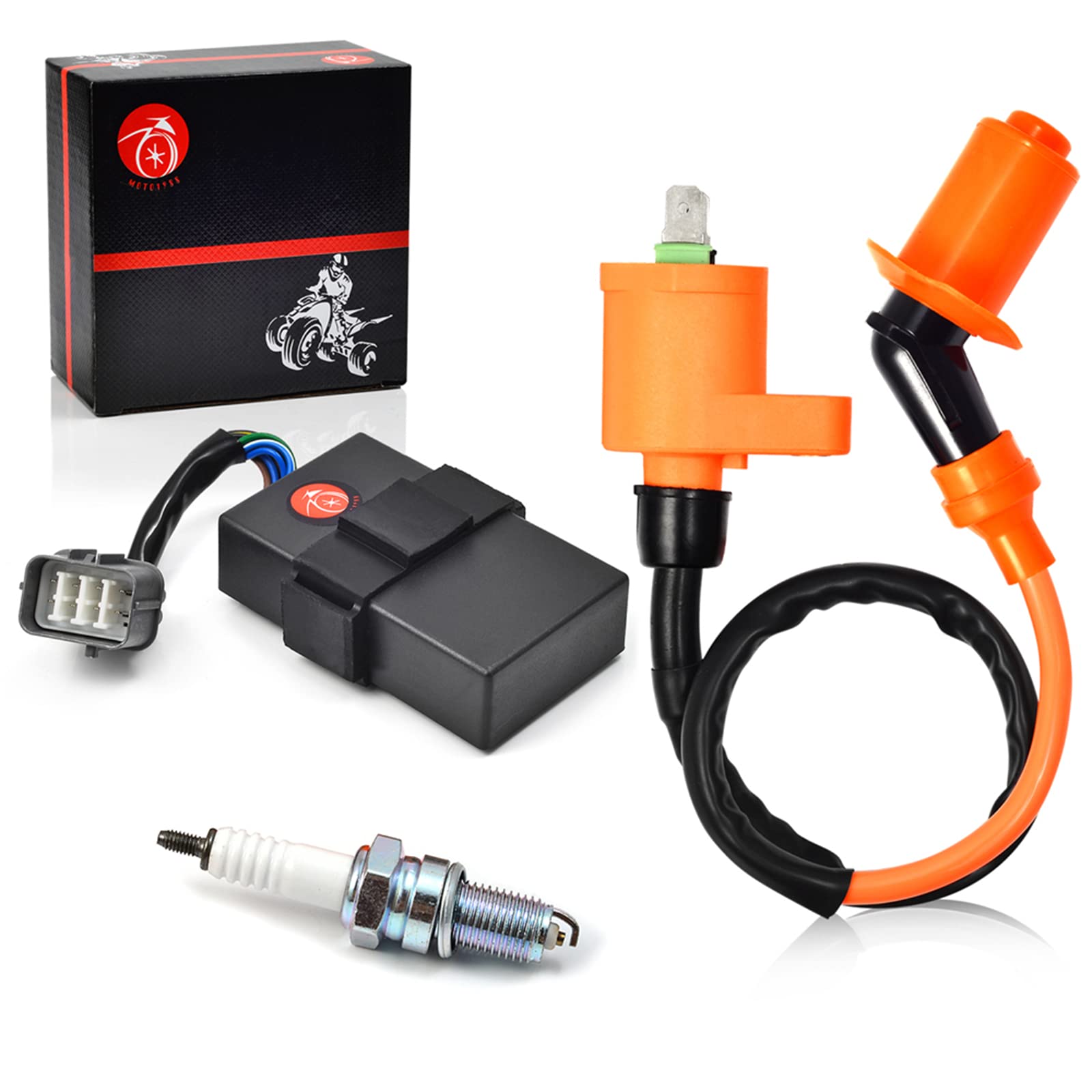 CDI Box and Ignition Coil Spark Plug Kit compatible with Honda FourTrax 300 TRX 300 TRX 300FW 2x4 4x4 1998 1999 2000 30400-HM5-5
