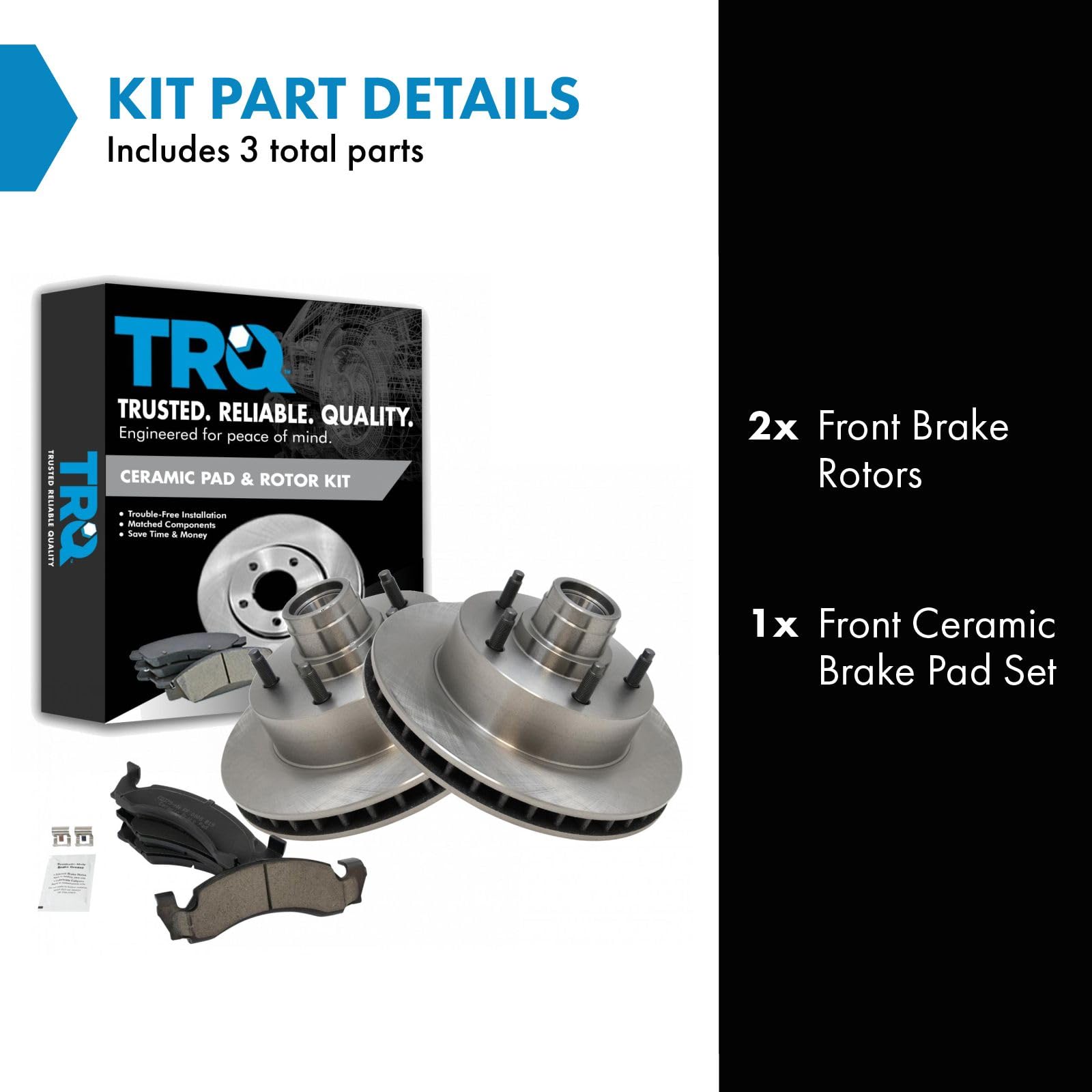 Trq Front Brake Pad & Rotor Kit Brake Pads Brake Rotor Ceramic Compatible With 1987-1993 Ford E-150 Econoline E-150 Econoline Cl