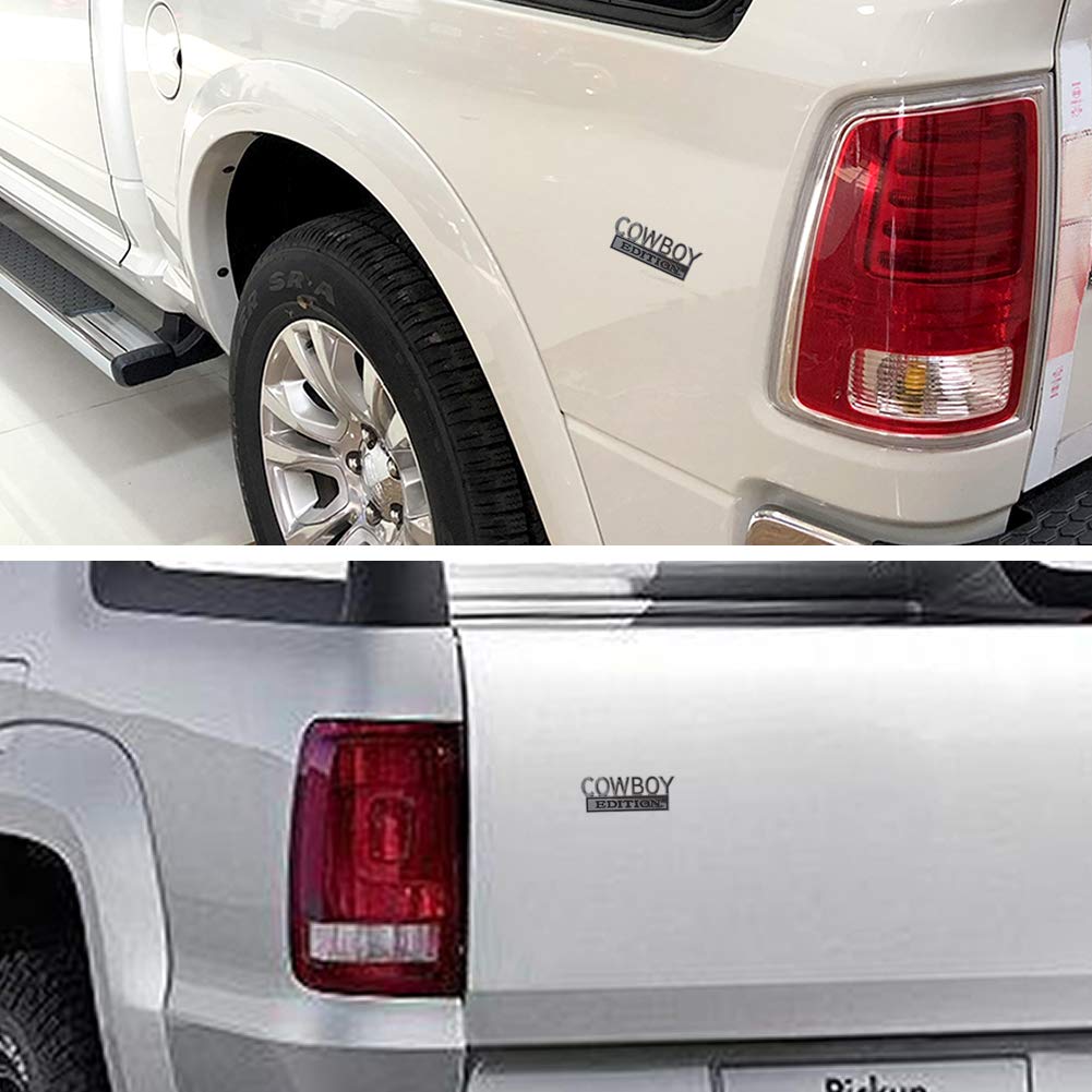Geegeetop Universal Cow Boy Edition Emblem Sticker Replacement Car Truck Suv Compatible With Ford F150 Jeep Dodger Chevrolet Badge Tailgate Badge Front Grille Hood Trunk (Silver+Black)